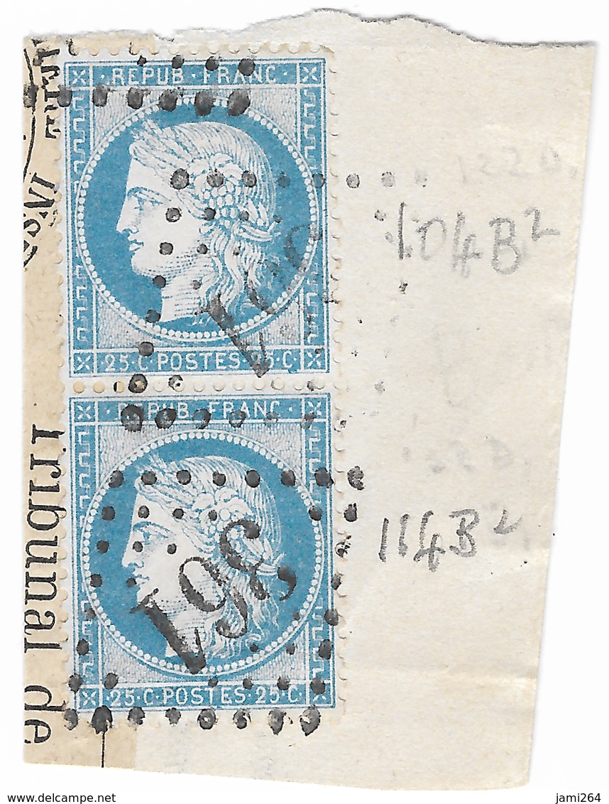 TIMBRES N°60/1  ;PAIRE VERTICALE  104/114 B2  ;  TRÉS BIEN CENTRÉS ;TTB - 1871-1875 Ceres