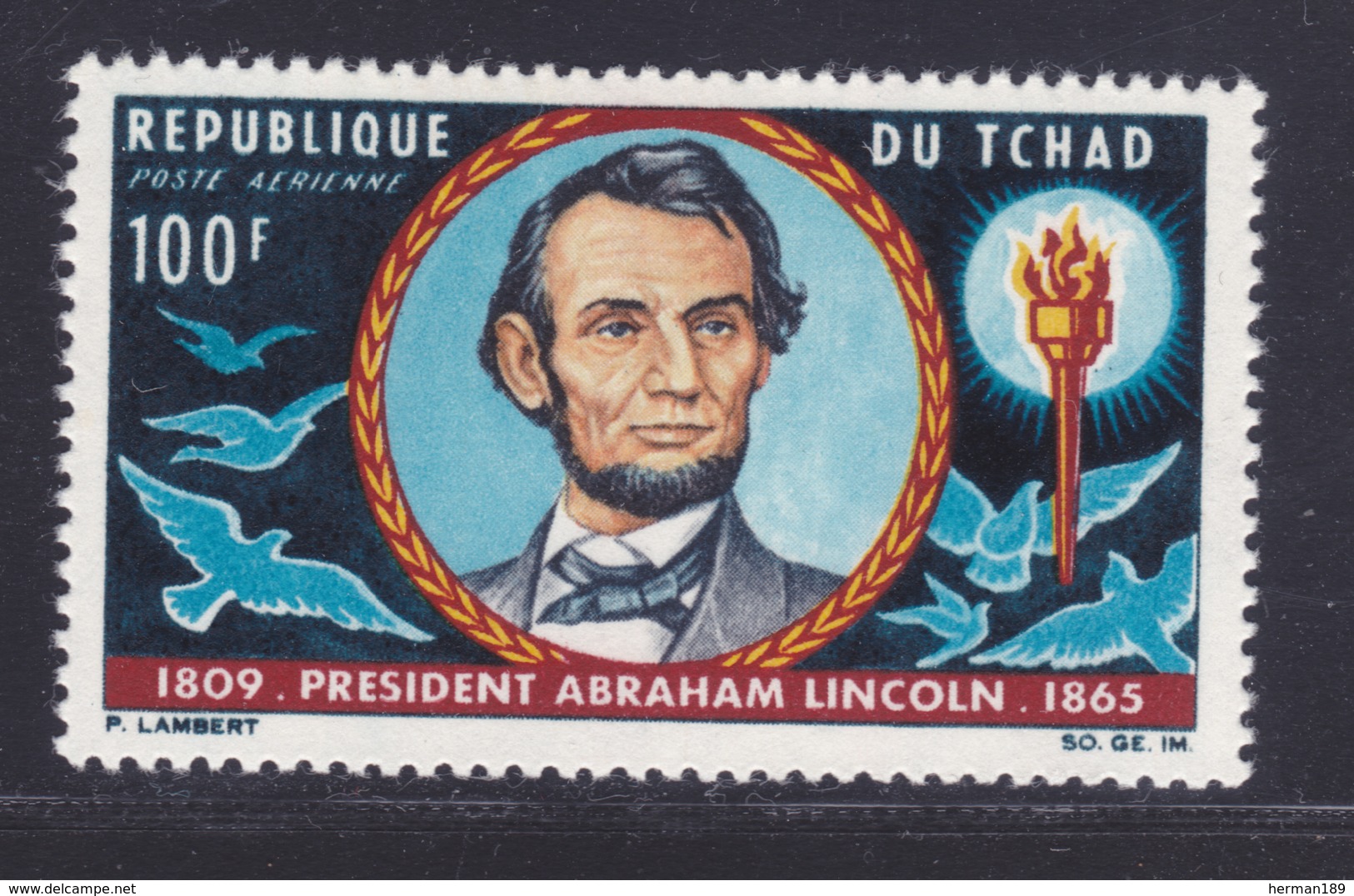 TCHAD AERIENS N°   25 ** MNH Neuf Sans Charnière, TB (D7698) Abraham Lincoln - 1965 - Chad (1960-...)