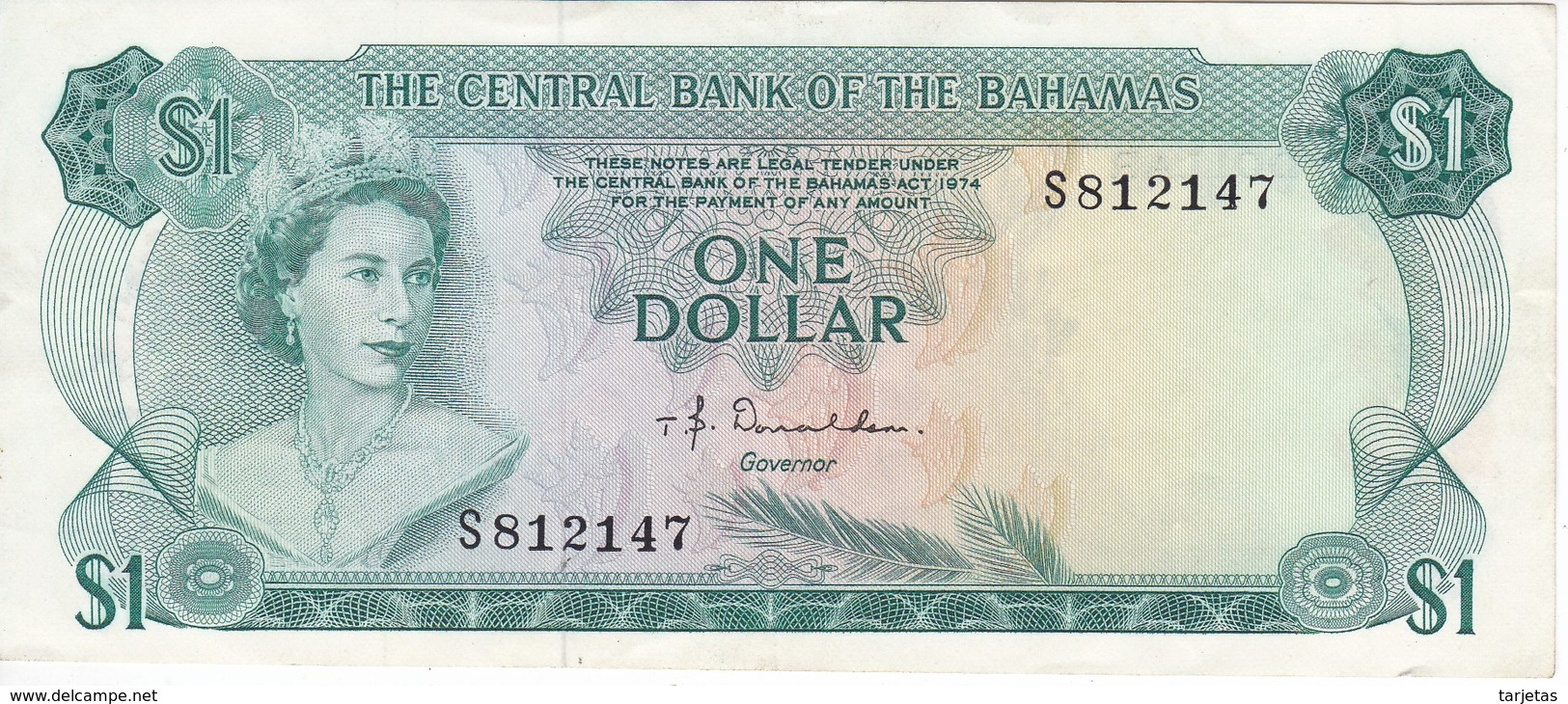 BILLETE DE BAHAMAS DE 1 DOLLAR DEL AÑO 1974  (BANKNOTE) PEZ-FISH - Bahamas