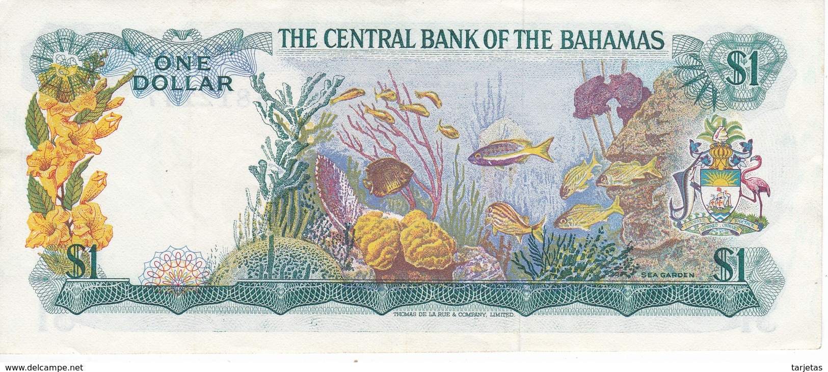 BILLETE DE BAHAMAS DE 1 DOLLAR DEL AÑO 1974  (BANKNOTE) PEZ-FISH - Bahamas