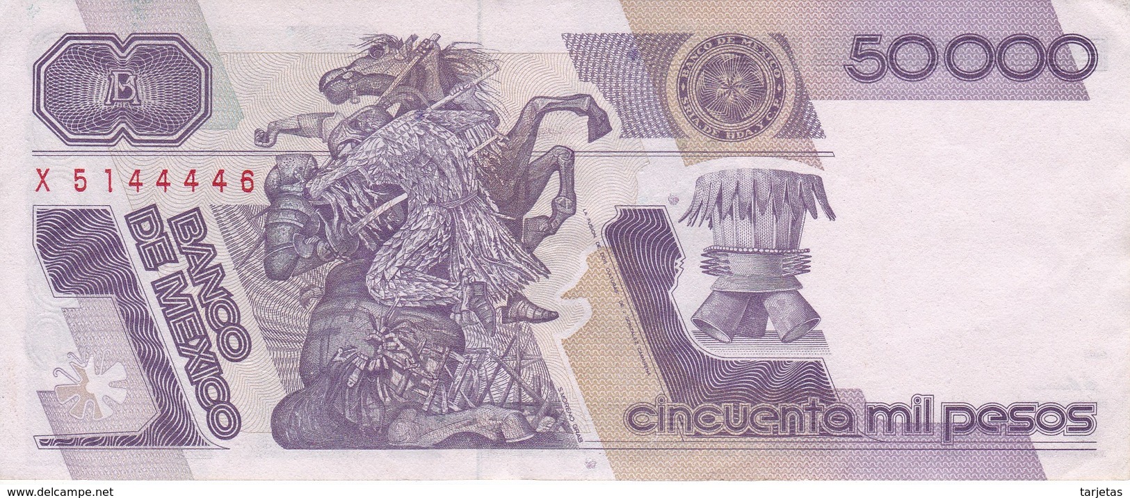 BILLETE DE MEXICO DE 50000 PESOS AÑO 1990 EN CALIDAD EBC (XF)  (BANKNOTE) - México