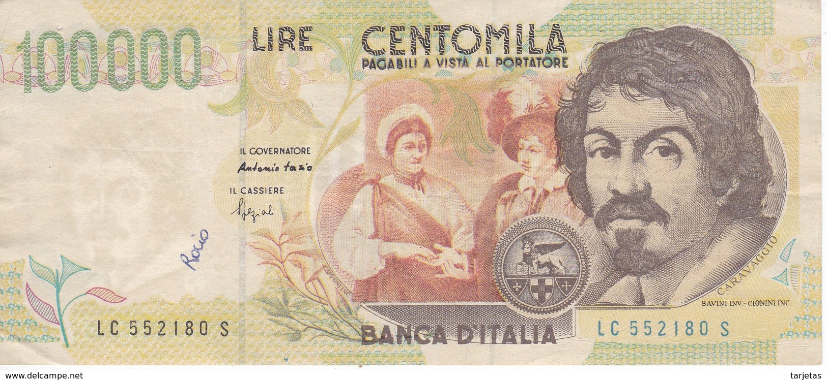 ¡¡FALSO DE EPOCA!! BILLETE DE ITALIA DE 100000 LIRAS DEL AÑO 1994 DE CARAVAGGIO (BANKNOTE-BANK NOTE) - 100.000 Lire