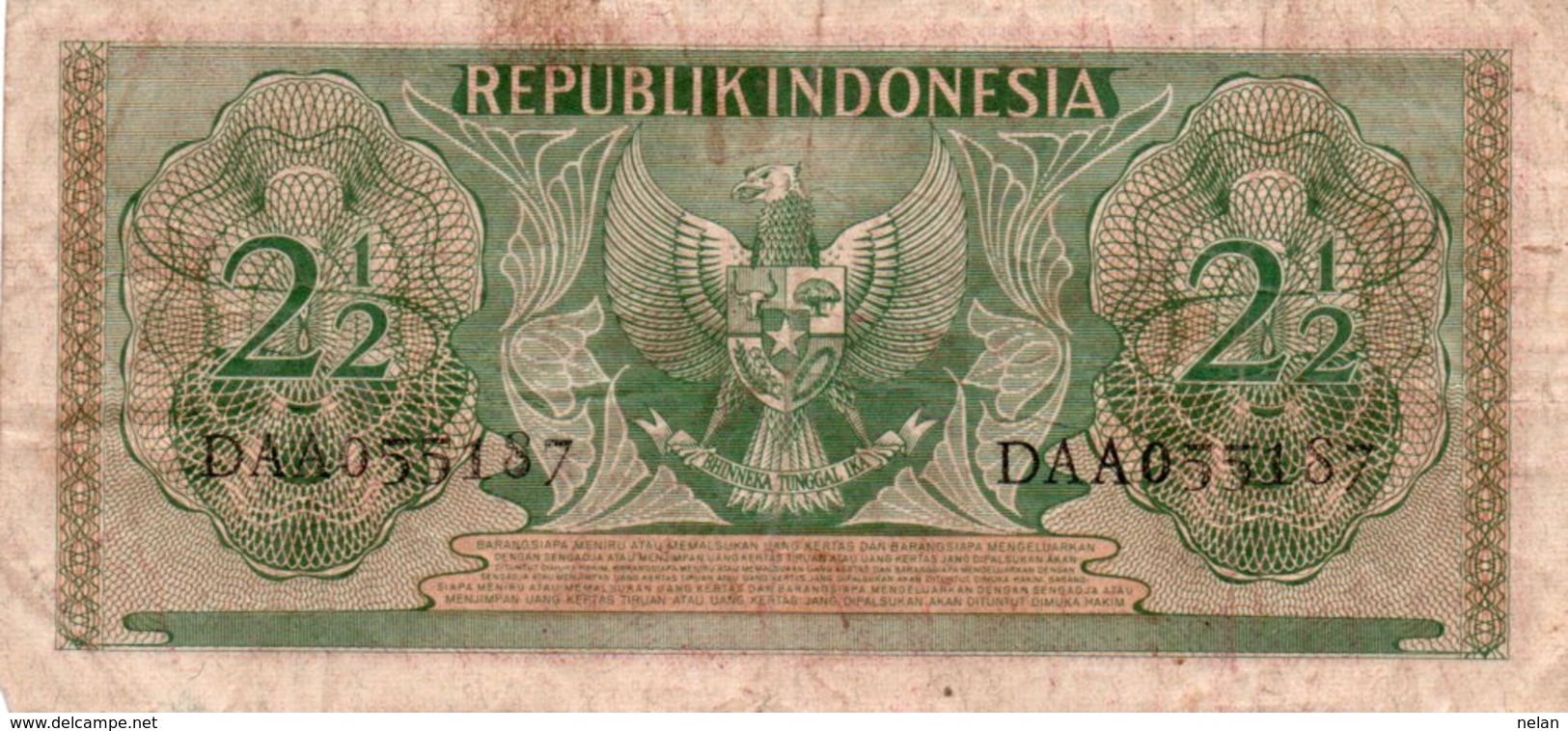 INDONESIA-2½ Rupiah-1956 P-75 - Indonesia