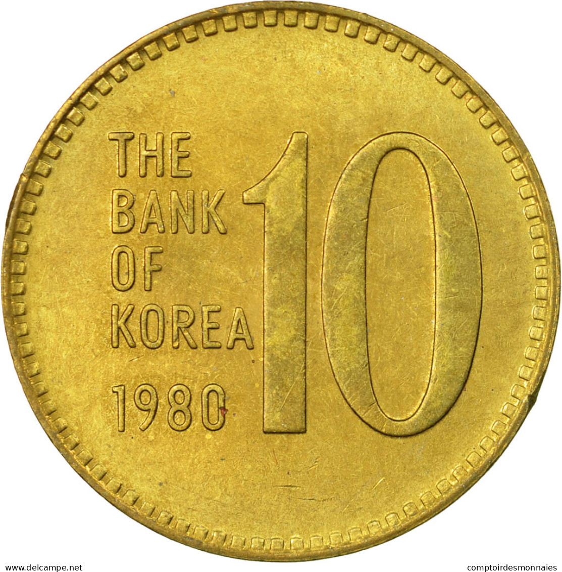 Monnaie, KOREA-SOUTH, 10 Won, 1980, TTB, Laiton, KM:6a - Corée Du Sud