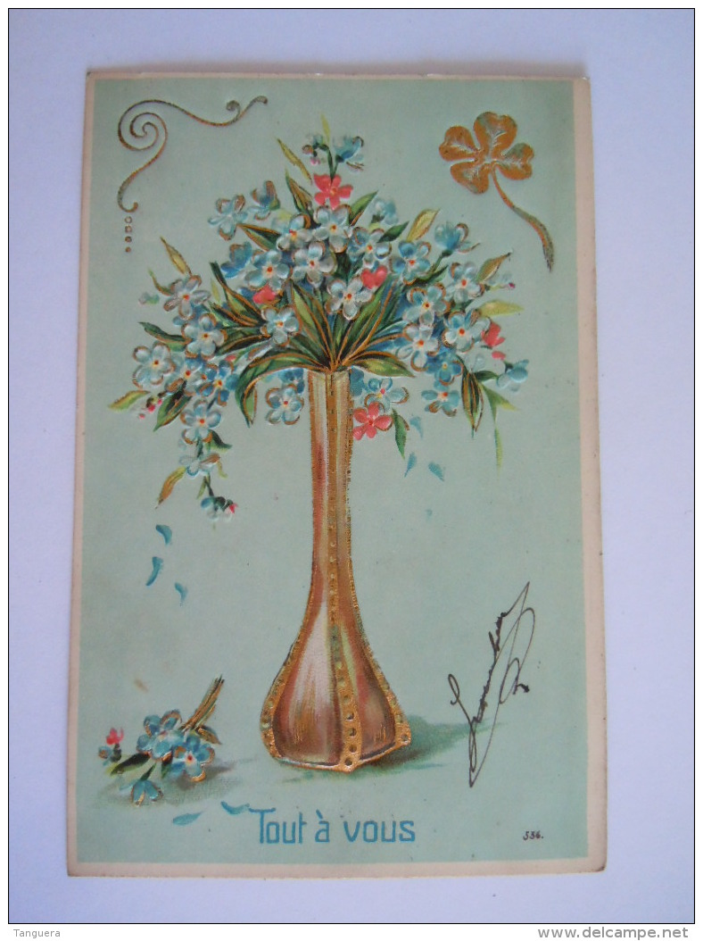 Illustration Art Nouveau Jugendstil Carte Gaufrée Vase Vaas Bloemen Fleurs Circulée 1907 - 1900-1949