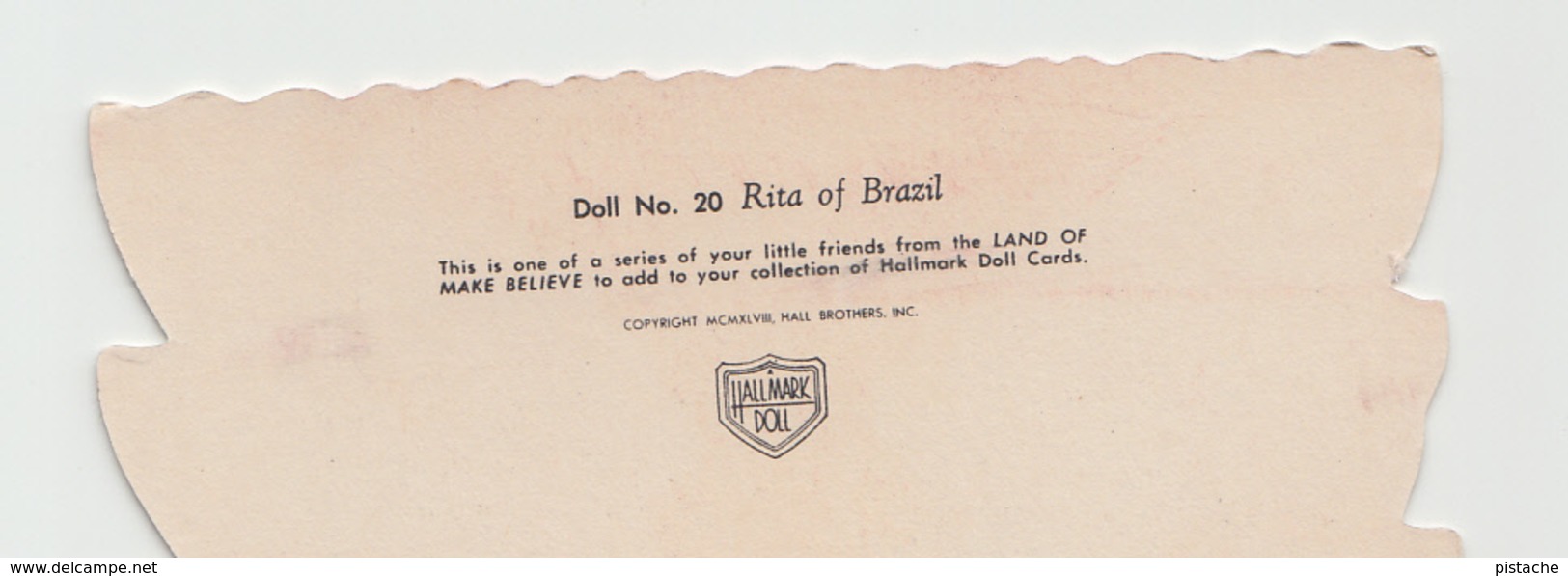 Hallmark Doll Card No. 20 - Rita Of Brazil - Copyright 1948 - Unused - VG Condition - 4 Scans - Other & Unclassified