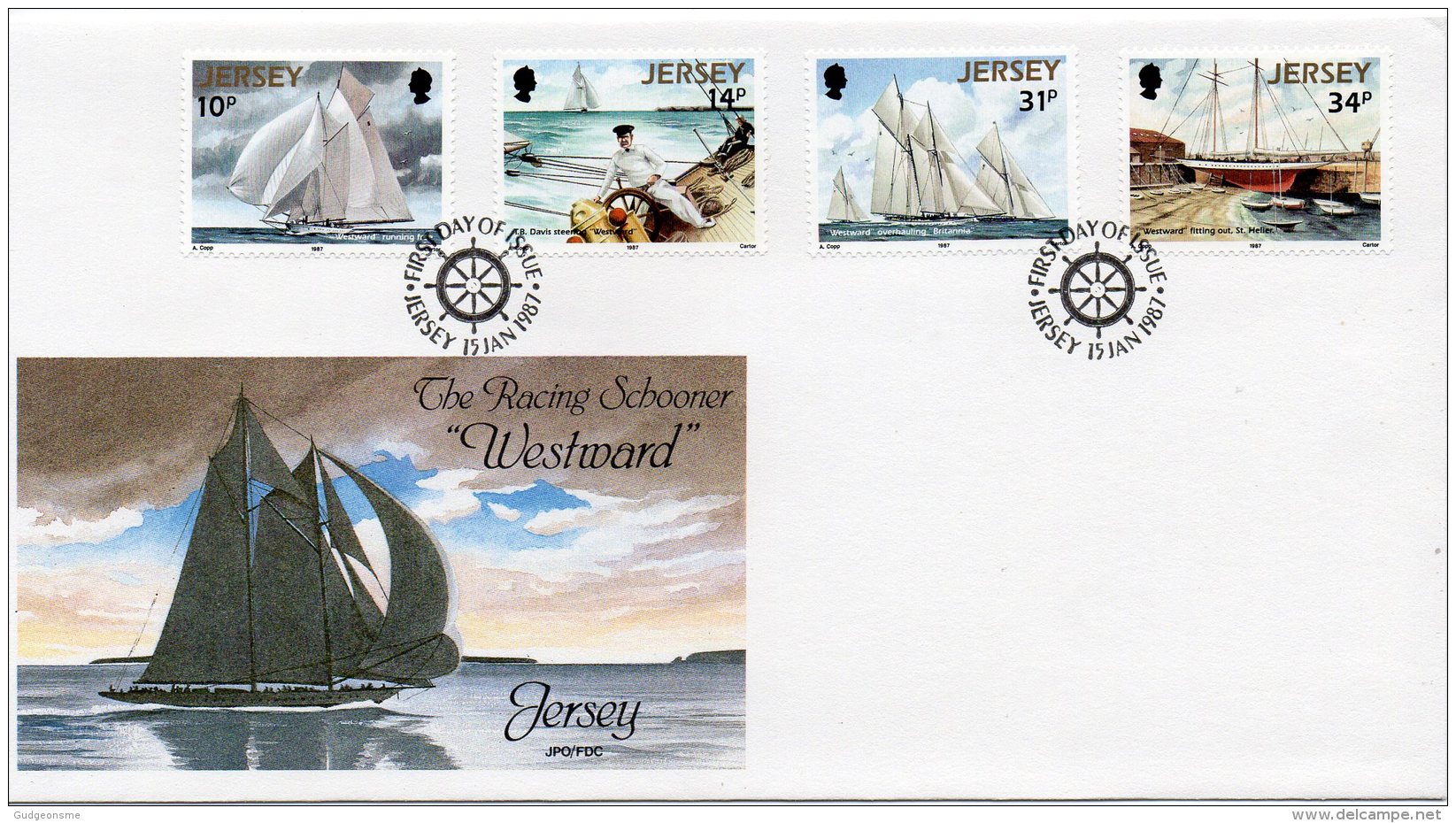 JERSEY 1987 Schooner Westward FDC - Jersey