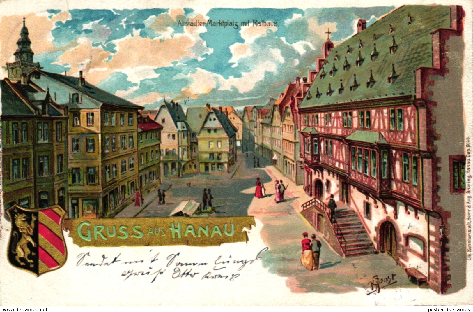 Hanau, Künstler-Litho, 1901 Nach Pforzheim Versandt - Hanau