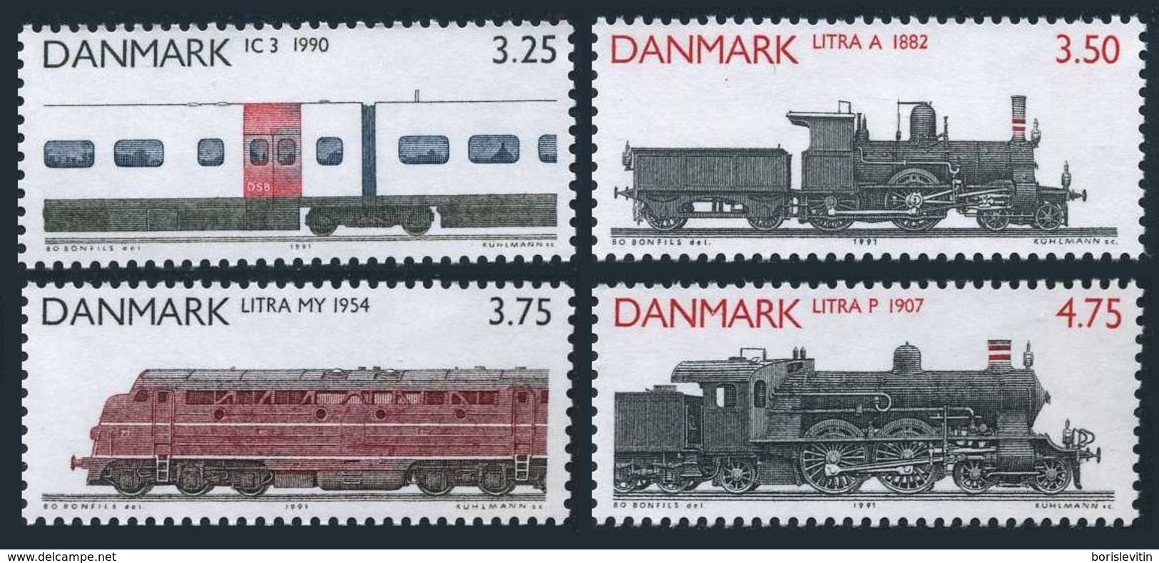 Denmark 932-935,MNH.Michel 996-999. Locomotives 1991. - Unused Stamps