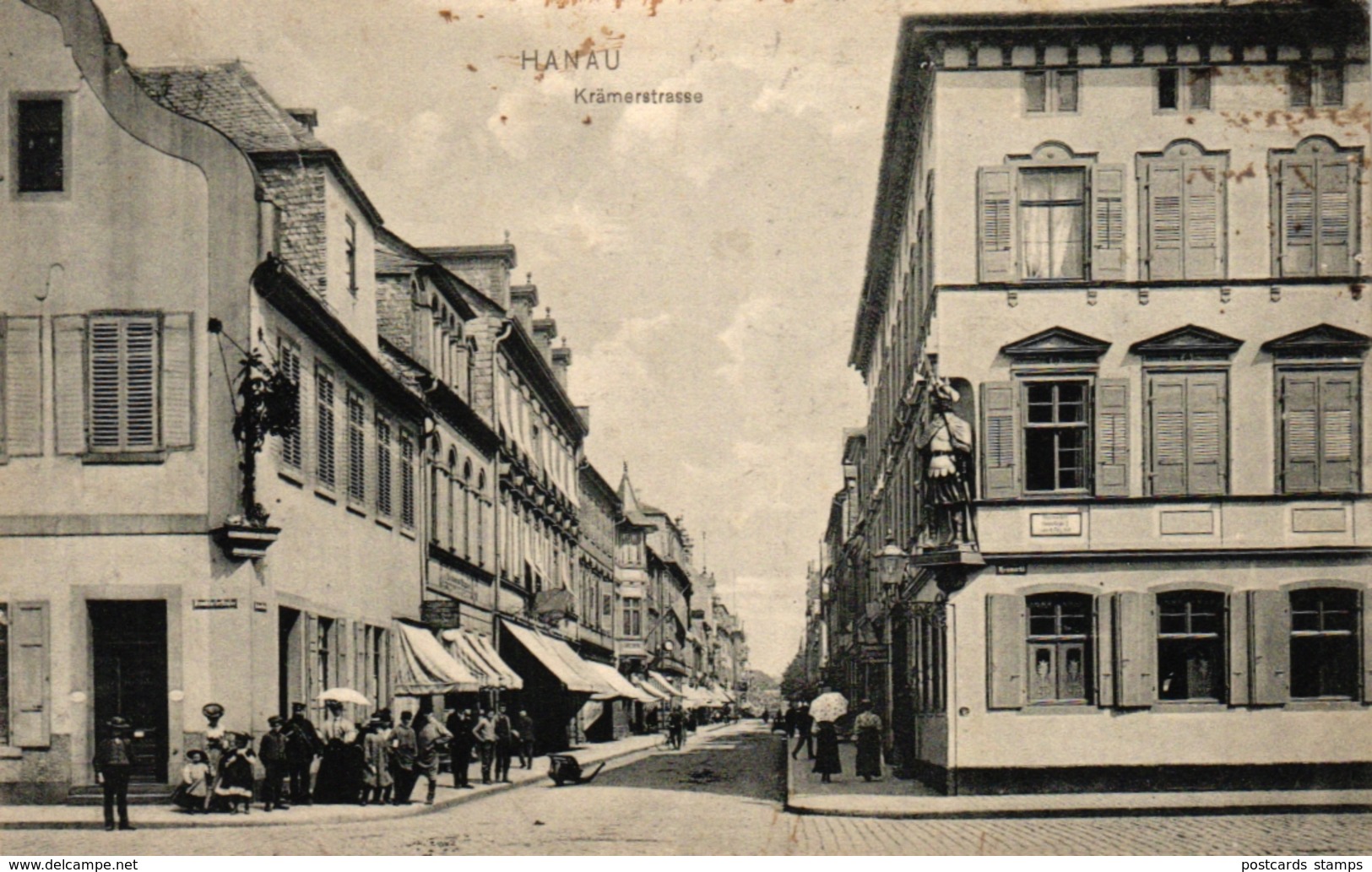 Hanau; Krämerstrasse, Geschäfte, Belebte Strasse, 1911 In Ostheim Versandt - Hanau