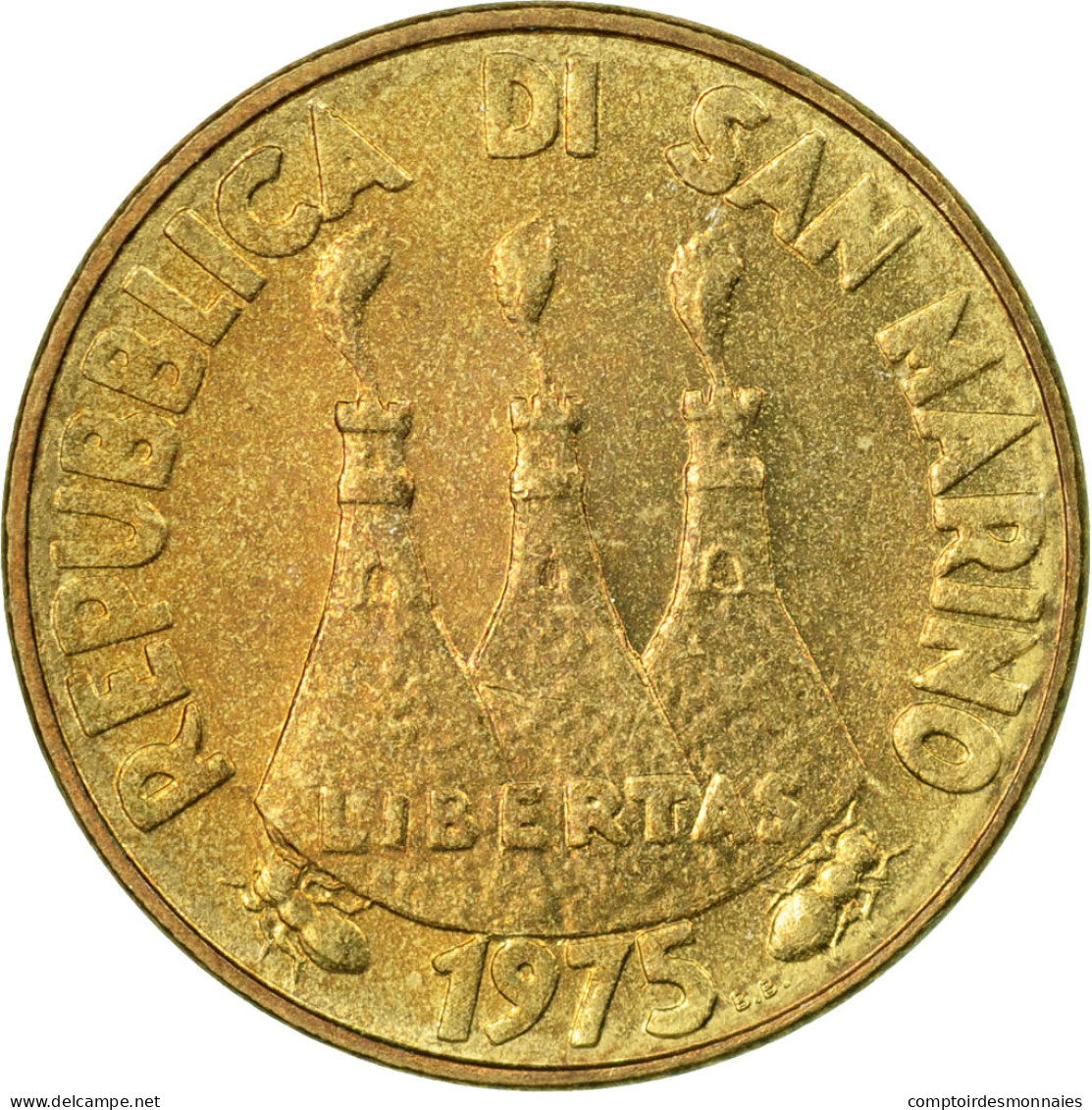 Monnaie, San Marino, 20 Lire, 1975, Rome, TTB, Aluminum-Bronze, KM:44 - Saint-Marin