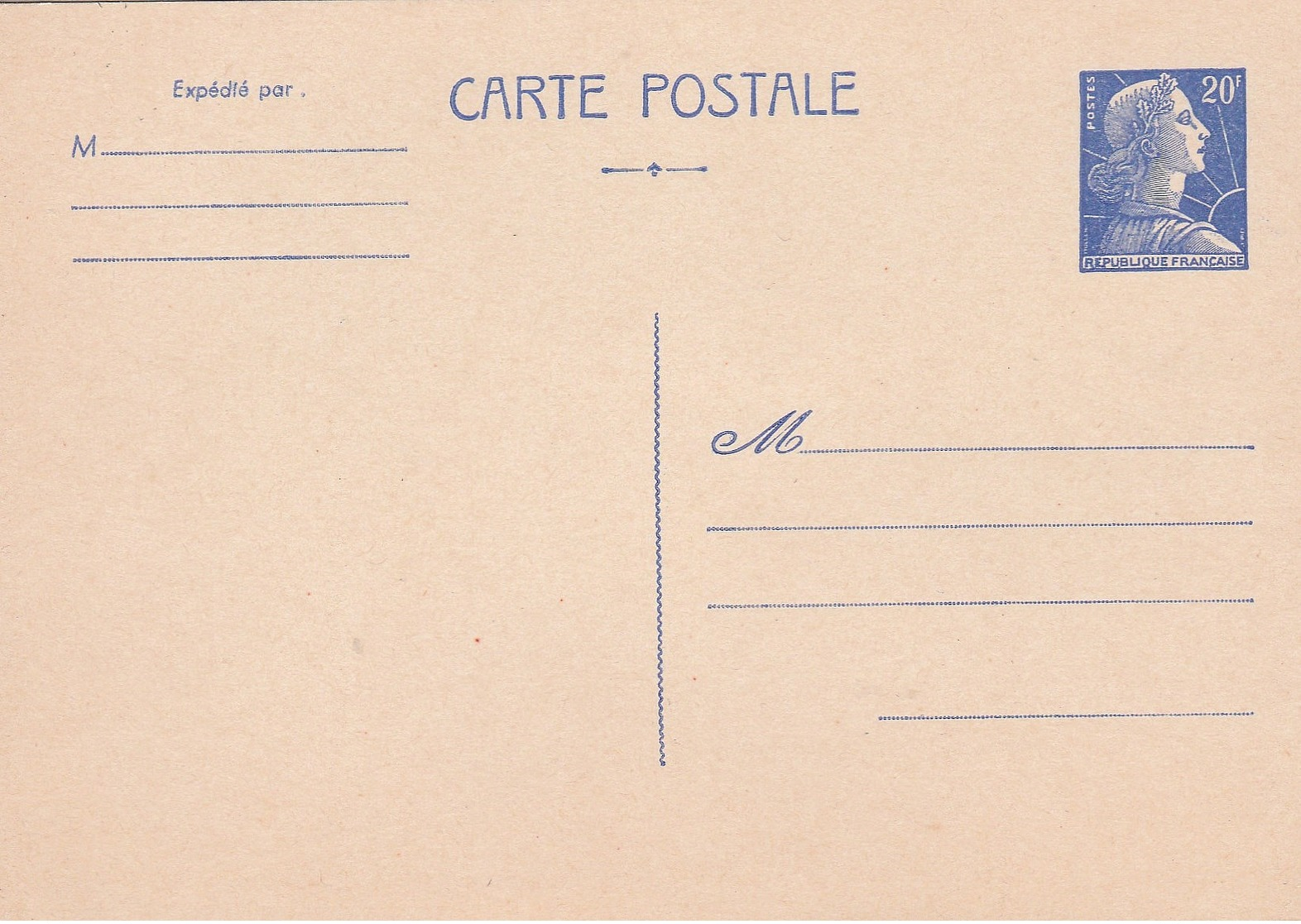 2 Entiers Postaux 1011b-cp1 20f Bleu ( 1 Neuf Et 1 Oblitéré) - Standard Postcards & Stamped On Demand (before 1995)