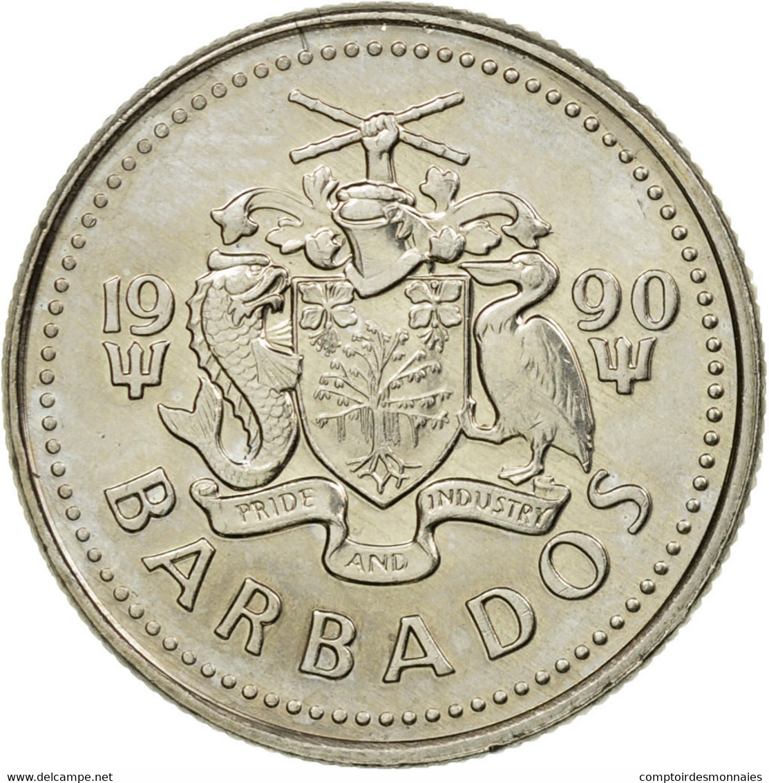Monnaie, Barbados, 10 Cents, 1990, Franklin Mint, SUP, Copper-nickel, KM:12 - Barbados (Barbuda)