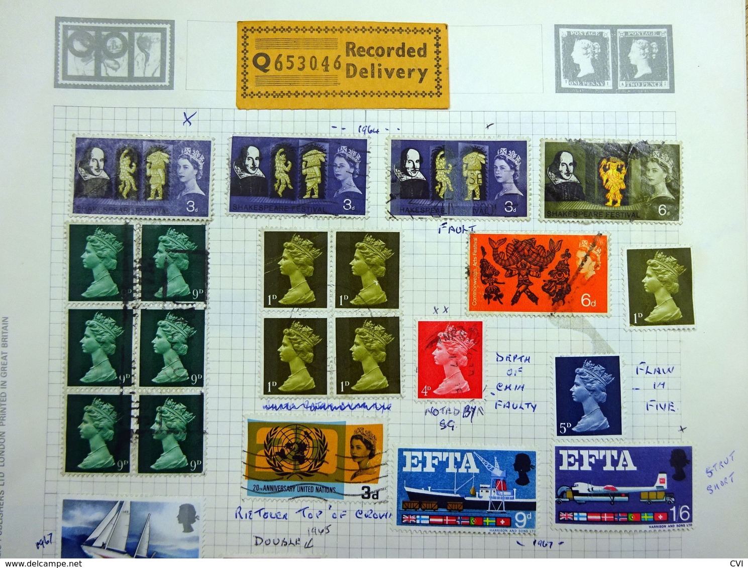 GB QEII 1952 - 1971 Pre-Decimal Selection, Errors, Postal Strike Covers, Letter from Stanley Gibbons, etc.