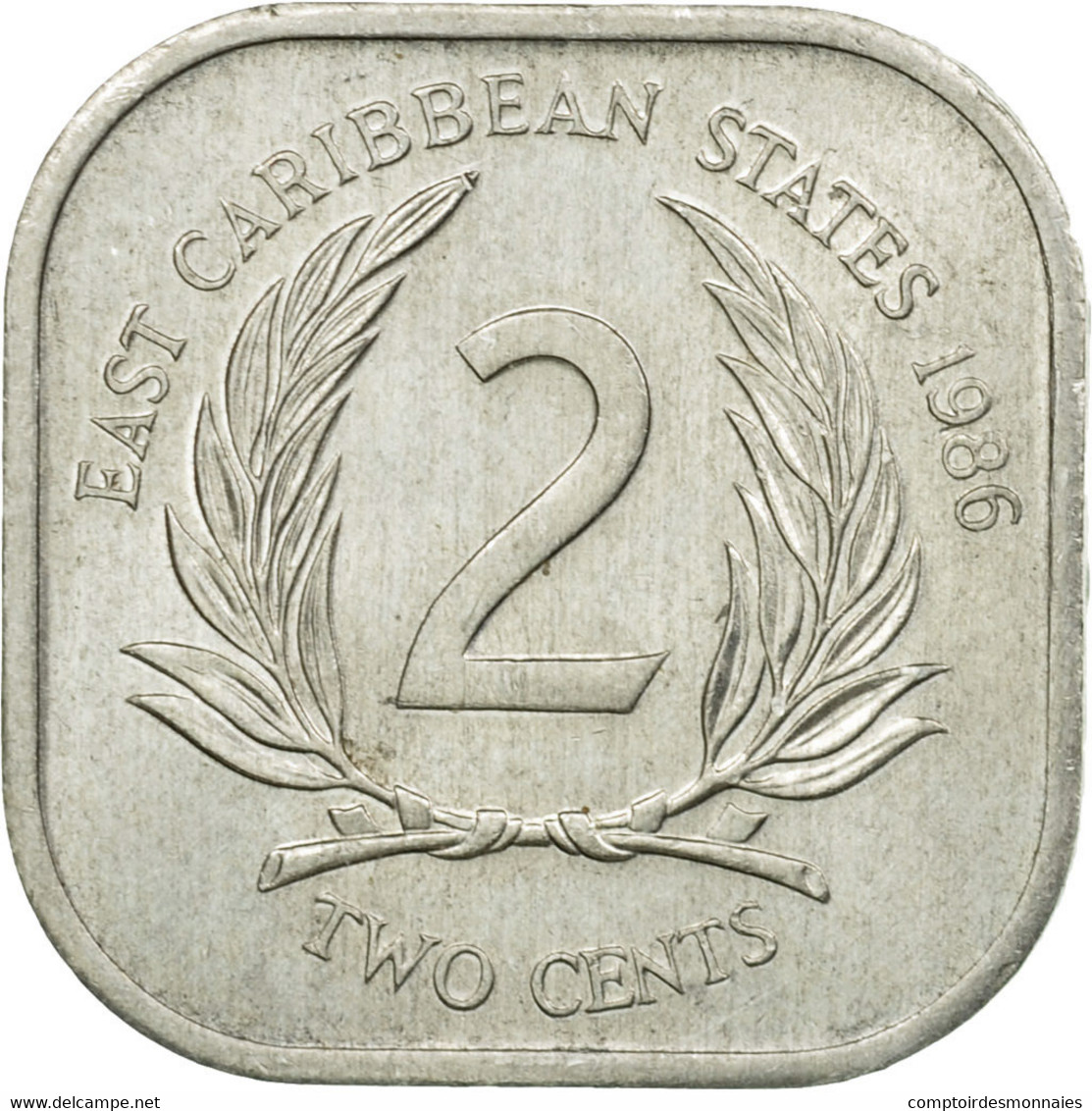 Monnaie, Etats Des Caraibes Orientales, Elizabeth II, 2 Cents, 1986, TTB - Caraïbes Orientales (Etats Des)