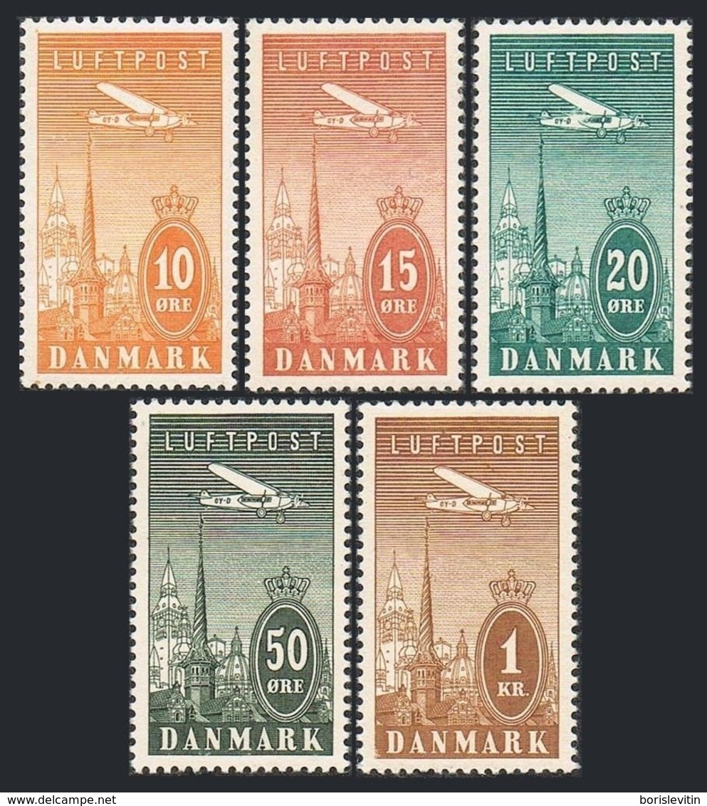 Denmark C6-C10,MNH-.Michel 217-221. Air Post 1934.Towers Of Copenhagen. - Unused Stamps