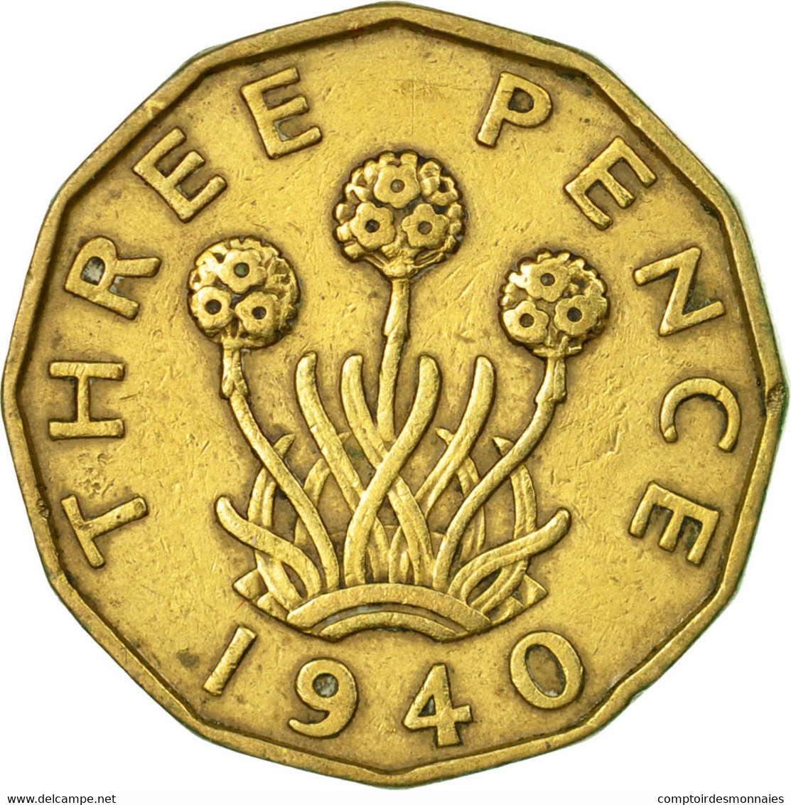 Monnaie, Grande-Bretagne, George VI, 3 Pence, 1940, TTB, Nickel-brass, KM:849 - F. 3 Pence