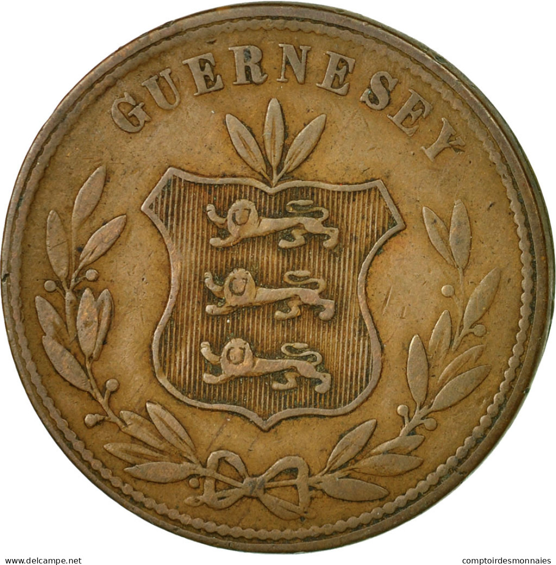 Monnaie, Guernsey, 8 Doubles, 1864, Heaton, Birmingham, TB+, Bronze, KM:7 - Guernsey