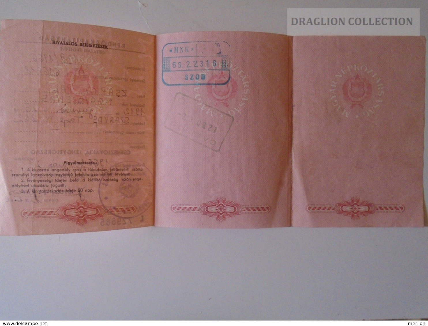 ZA108.13   Travel Document -Exit Permit - Passport - Hungary 1966 - Historical Documents