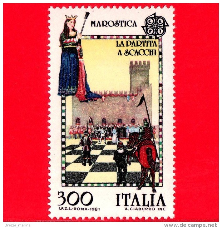 Nuovo - MNH - ITALIA - 1981 - Europa - 26ª Emissione - Partita A Scacchi Di Marostica - 300 L. - 1981-90:  Nuovi