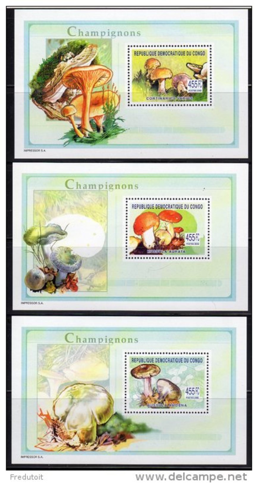 CONGO - 2003 - BLOCS  N° 265/7  ** CHAMPIGNONS - Nuovi