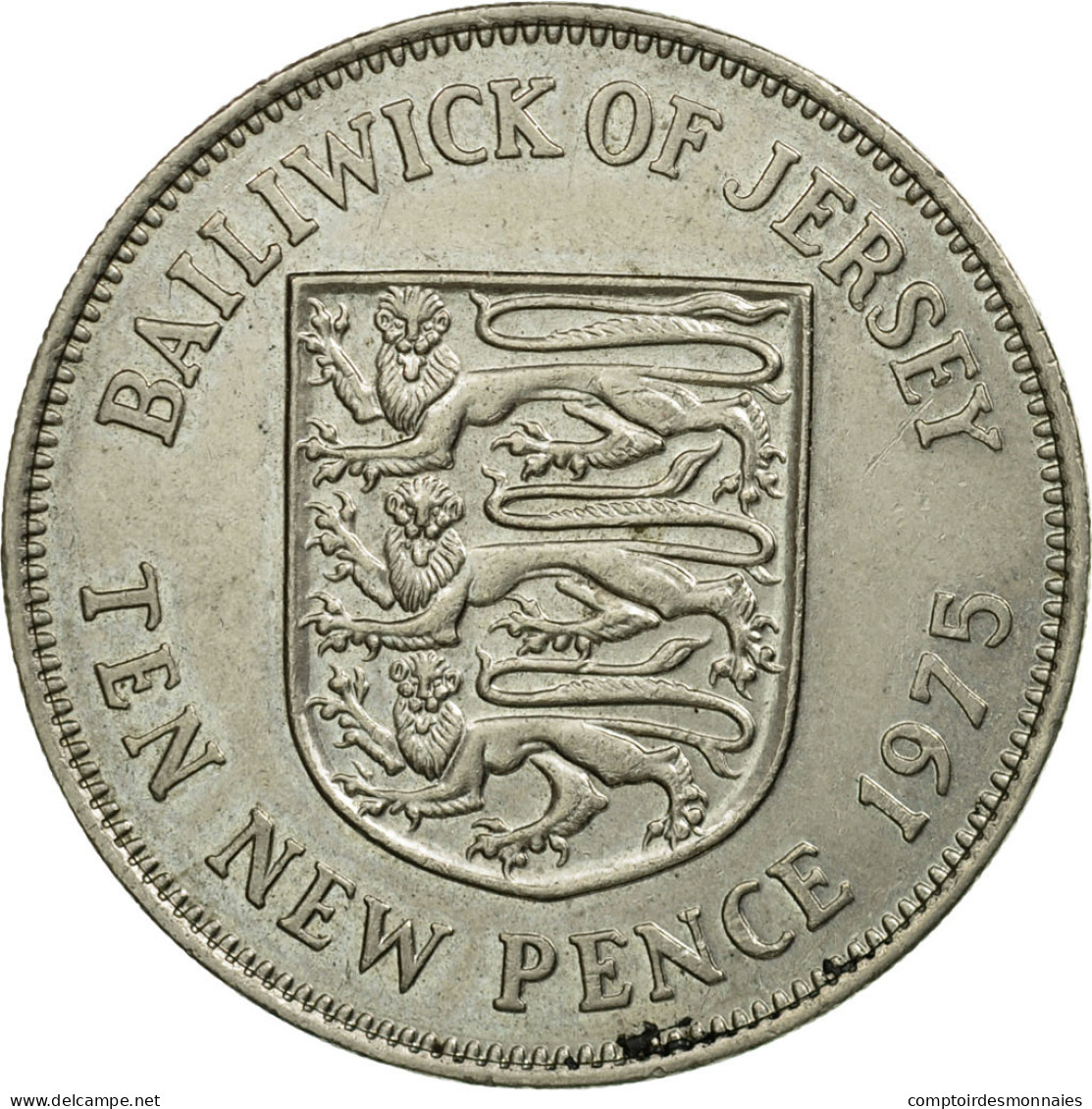 Monnaie, Jersey, Elizabeth II, 10 New Pence, 1975, TTB, Copper-nickel, KM:33 - Jersey