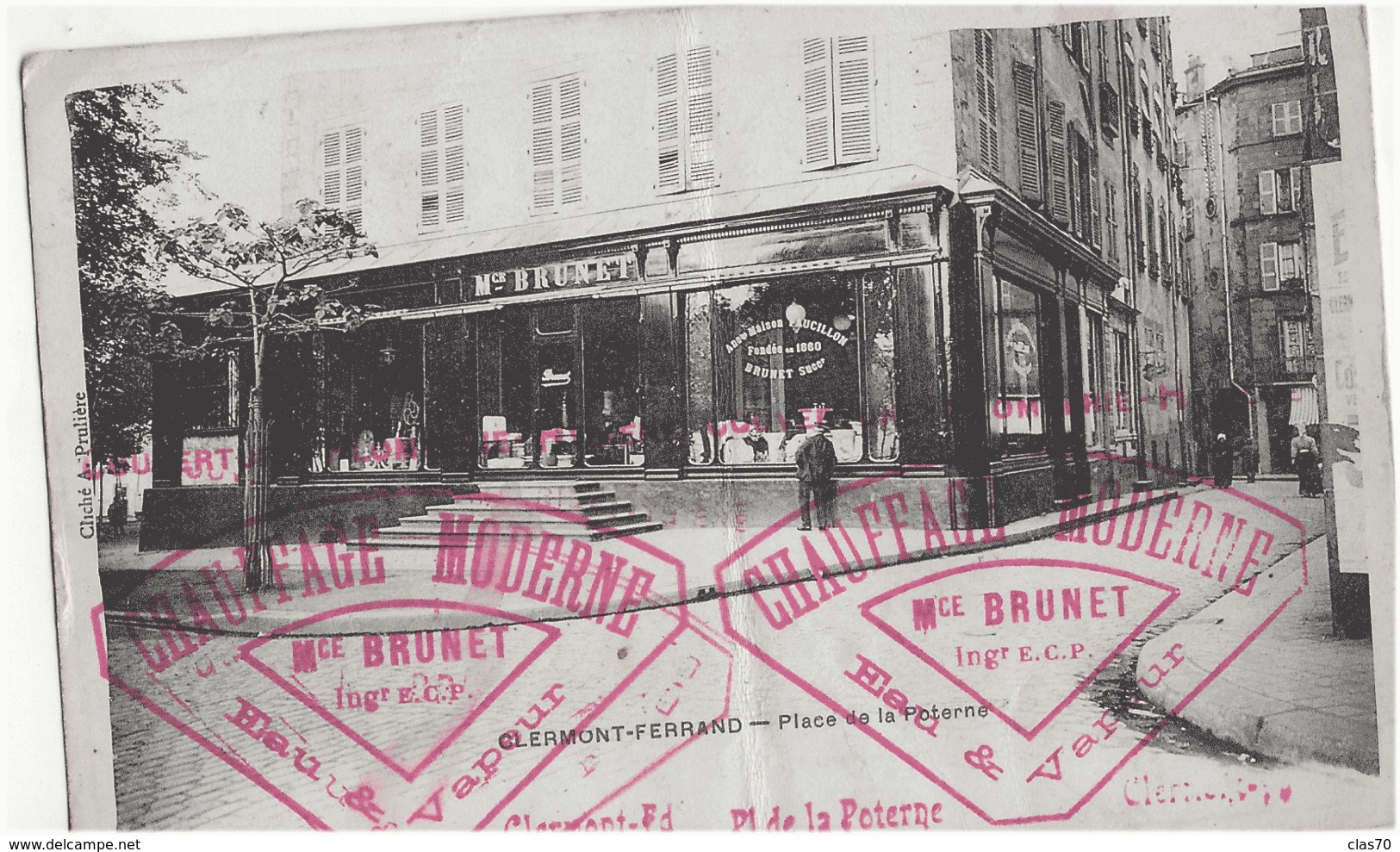 CLERMONT-FERRAND - PLACE DE LA POTERNE - MAGASIN BRUNET - SUPERBE - 1914 - Clermont Ferrand