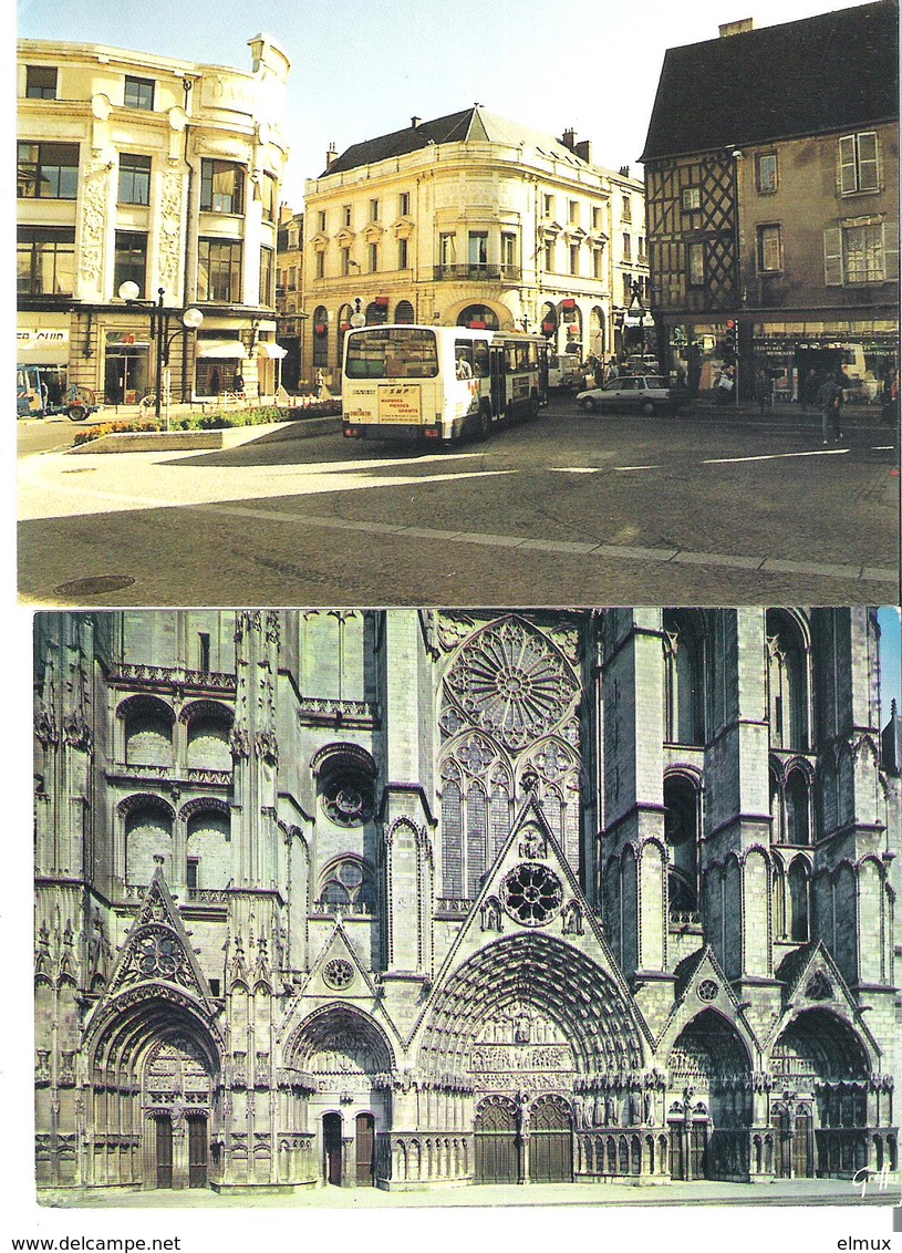 BOURGES. 2 CP Vue Générale Immeuble De La Société Générale - La Cathédrale - Bourges