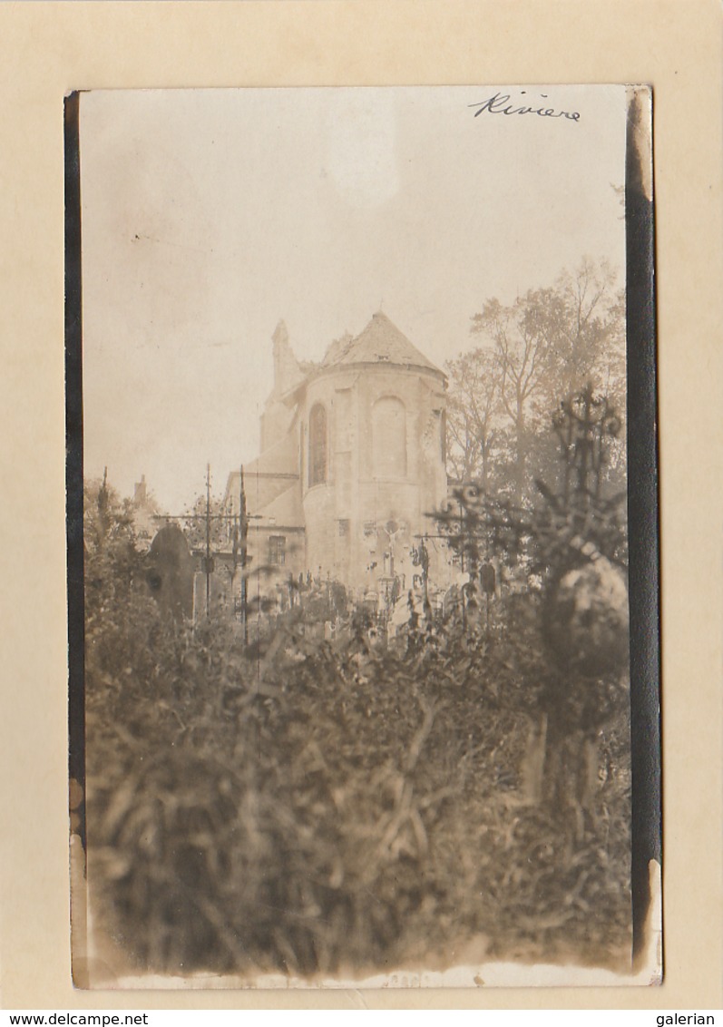 Carte Photo : Rivière. - L'Église Détruite. - ( Modern '' Photo '' Nantes ). - Autres & Non Classés