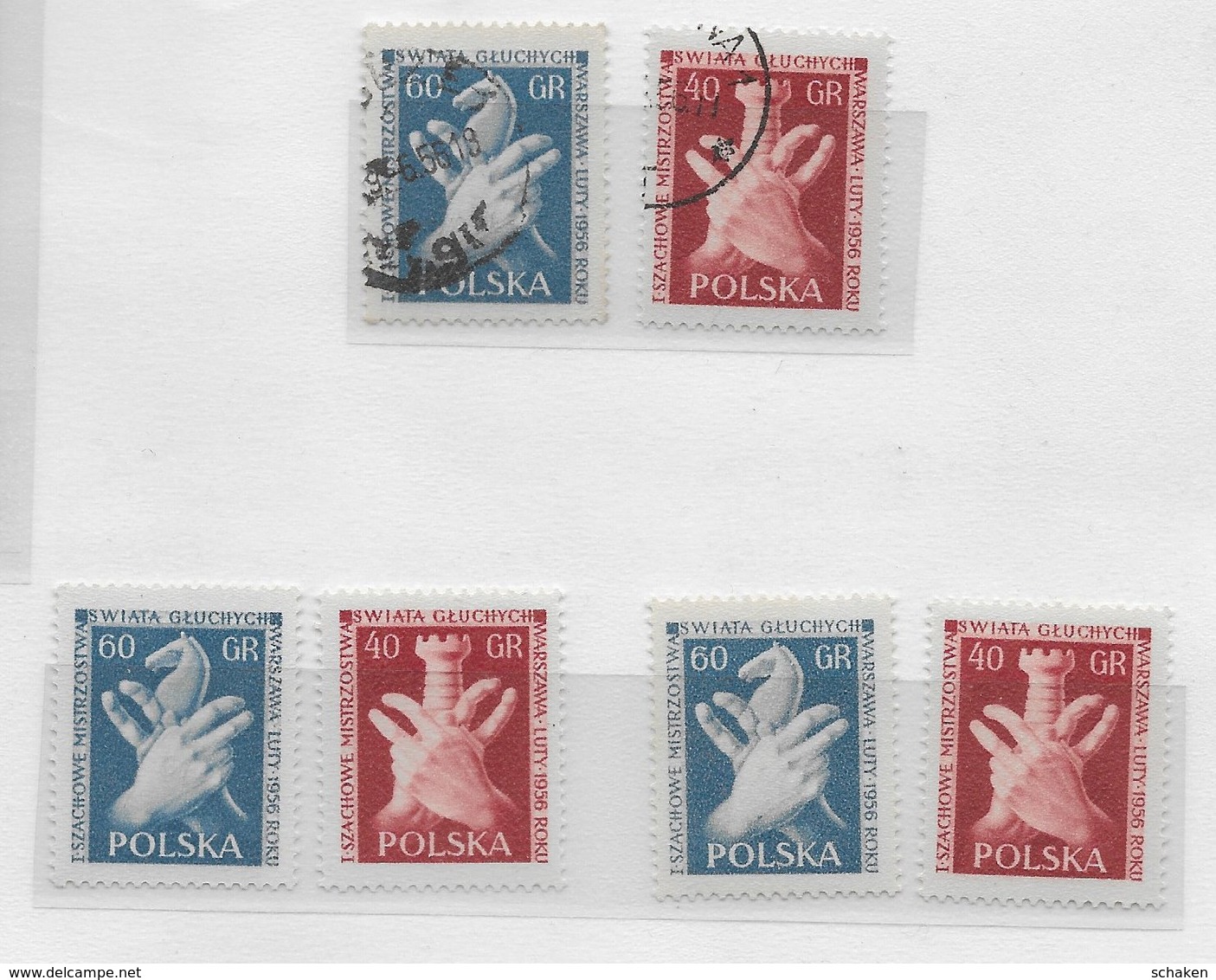 Poland 1956; Chess Ajedrez;  Nice Combination - Used Stamps