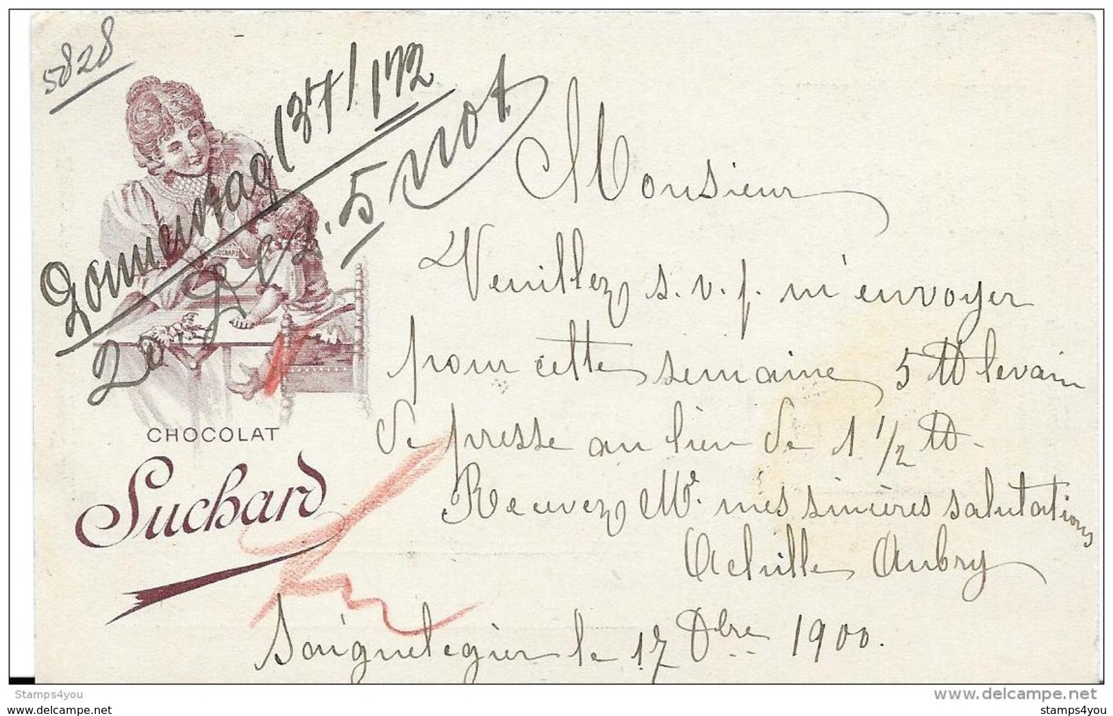 93 - 50 - Entier Postal UPU Privé "Suchard" - Cachets à Date Saignelégier Et Basel 1900 - Entiers Postaux