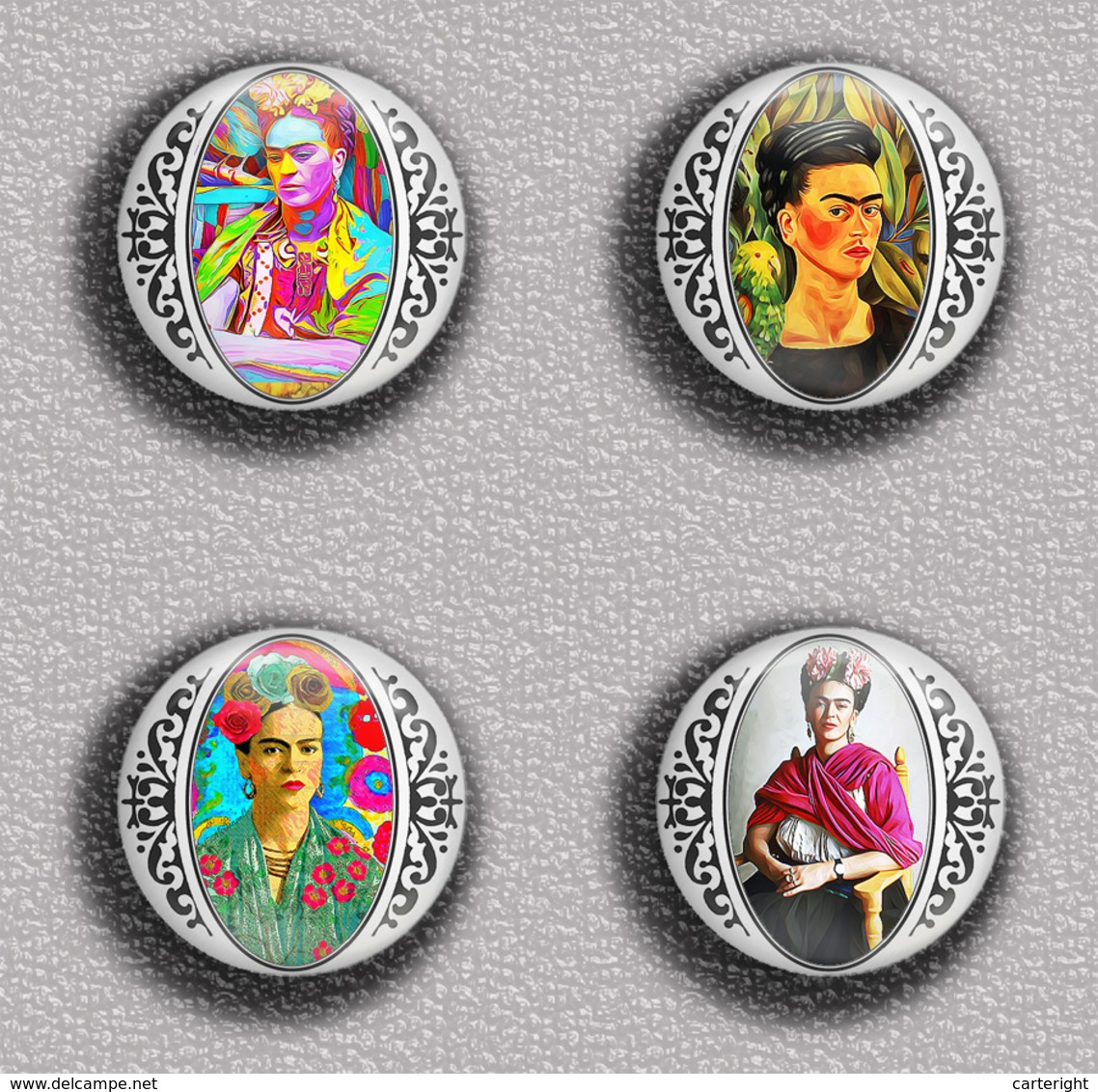 Frida Kahlo Painting Fan ART BADGE BUTTON PIN SET 3 (1inch/25mm Diameter) 35 DIFF - Otros & Sin Clasificación