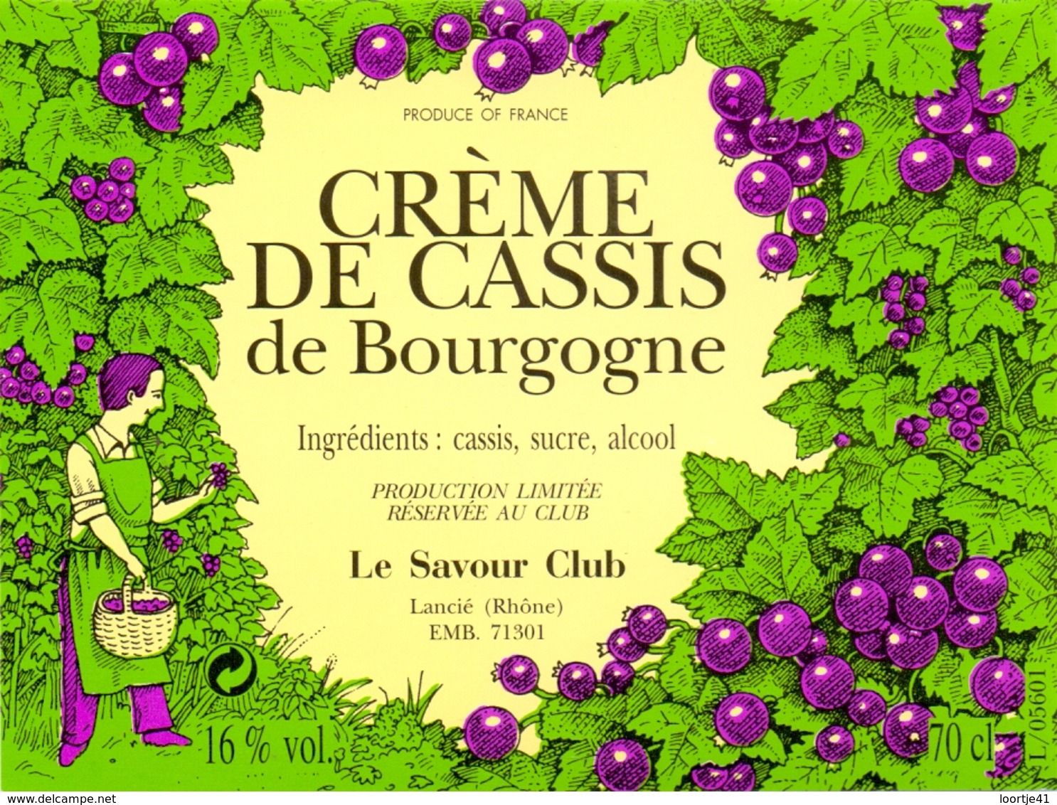 Etiket Etiquette - Vin - Wijn - Crème De Cassis De Bourgogne - Lancié - Autres & Non Classés