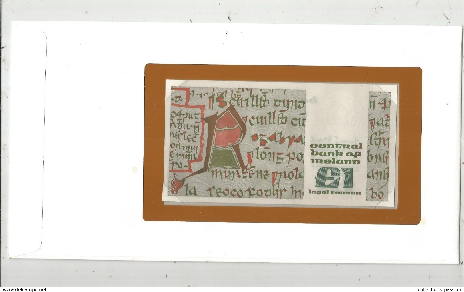 Billet Neuf  , Enveloppe Timbrée Oblitérée , Irlande , Central Bank Of Ireland, 1 Pound, 09-09-82 , Frais Fr : 1.95 Euro - Irland