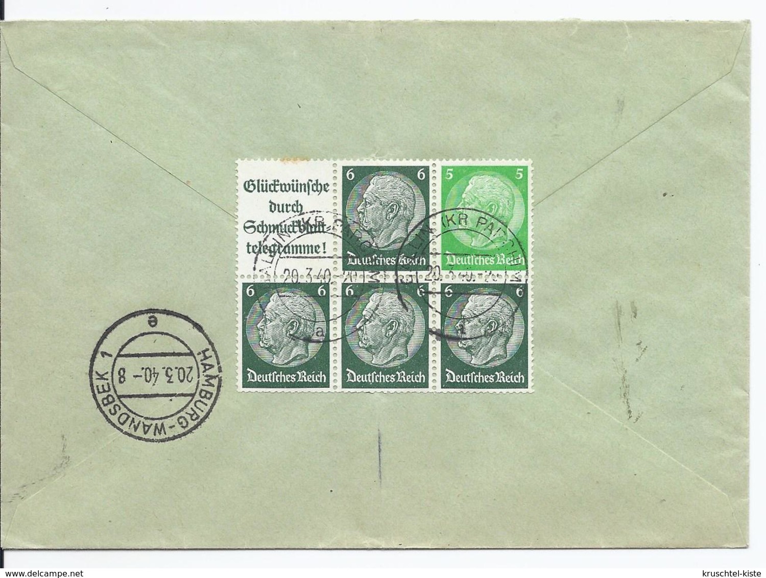 Dt.- Reich (003181) Expressbrief Zusammendruck MNR S167, S171, W82, 516, 513, 512, 519, Gelaufen Gallin Am 20.3.1940 - Zusammendrucke