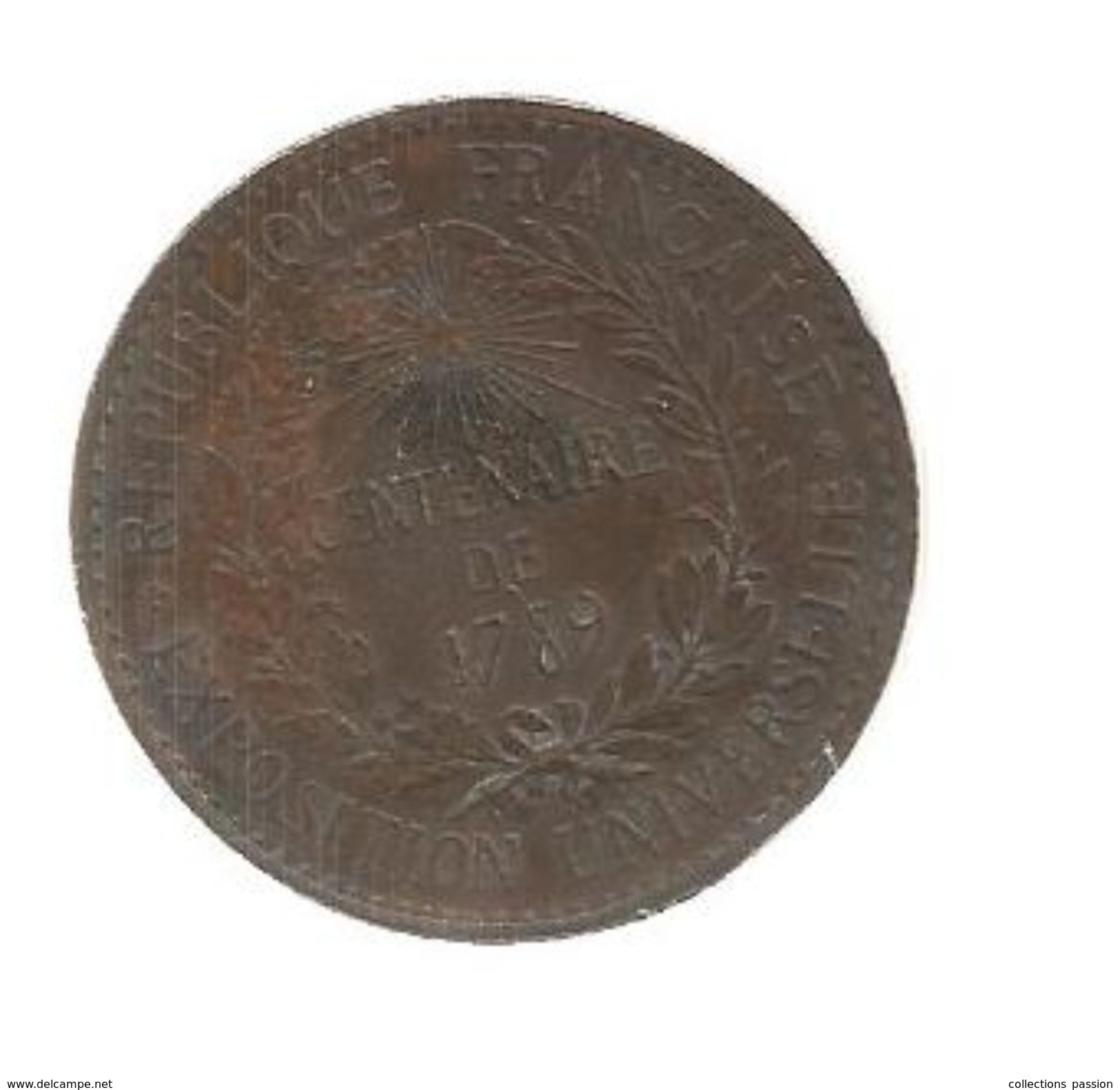 Médaille  , Régie Des MONNAIES , Loi Du 13 Juillet 1879, Diam : 3.5 Cm , 18 Gr , 2 Scans, Frais Fr 2.70 E - Professionnels / De Société