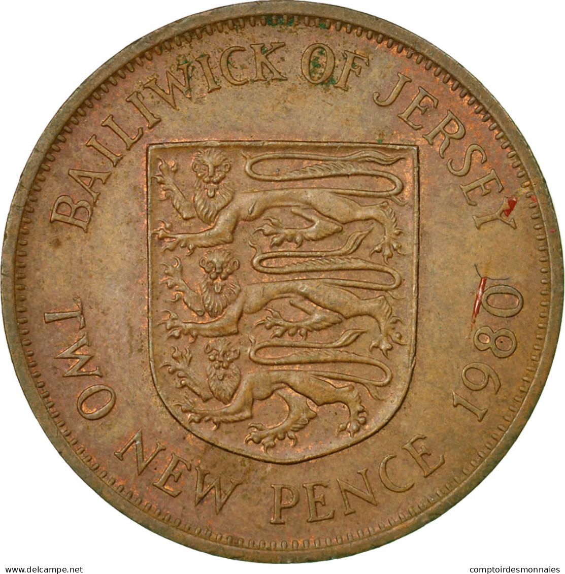 Monnaie, Jersey, Elizabeth II, 2 New Pence, 1980, TB+, Bronze, KM:31 - Jersey