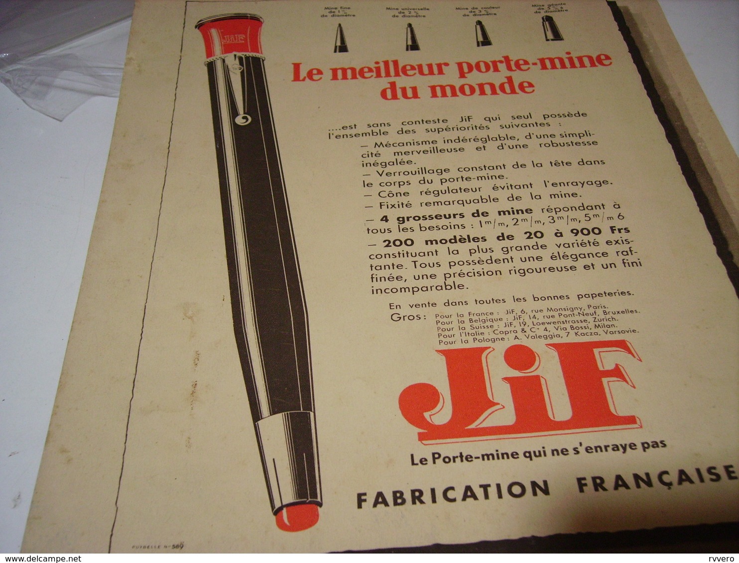 ANCIENNE PUBLICITE PORTE MINE JIF  1932 - Autres & Non Classés