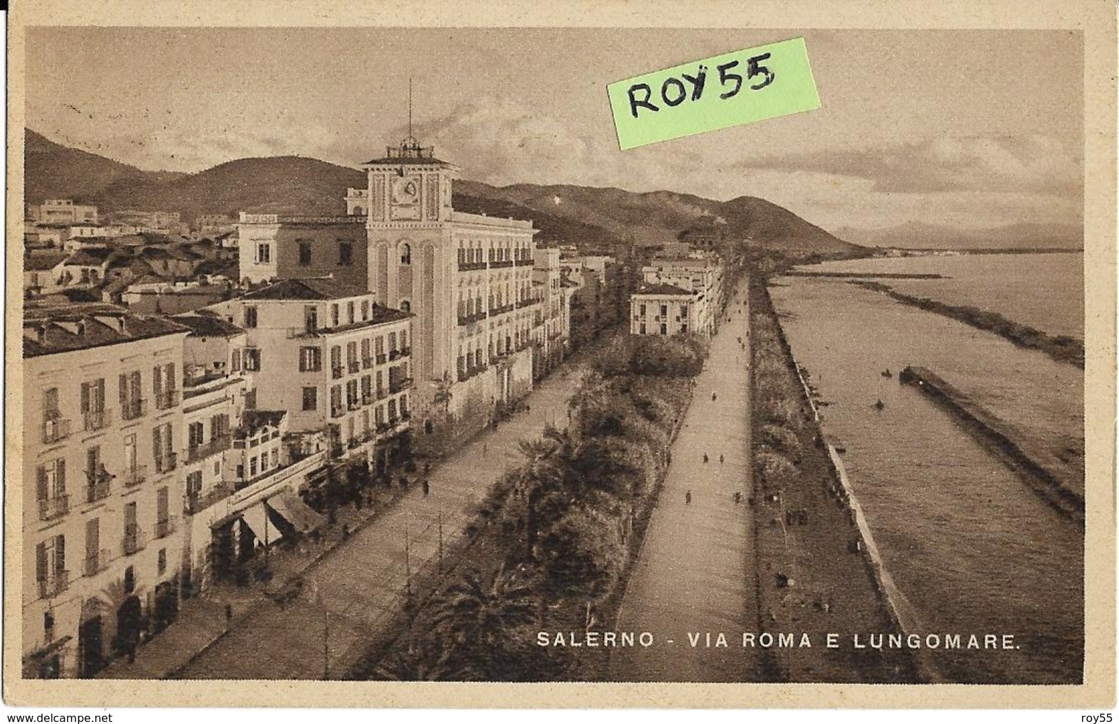 Campania-salerno Via Roma E Lungomare Veduta Panoramica Anni 30/40 (v.retro) - Salerno