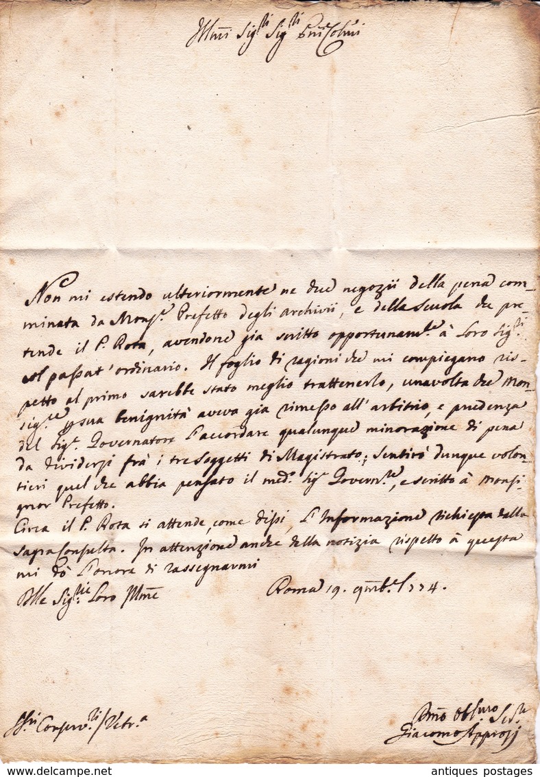 Lettre Rome Roma 1774 Vetralla Viterbo États Pontificaux Stato Pontificio Italia - Etats Pontificaux