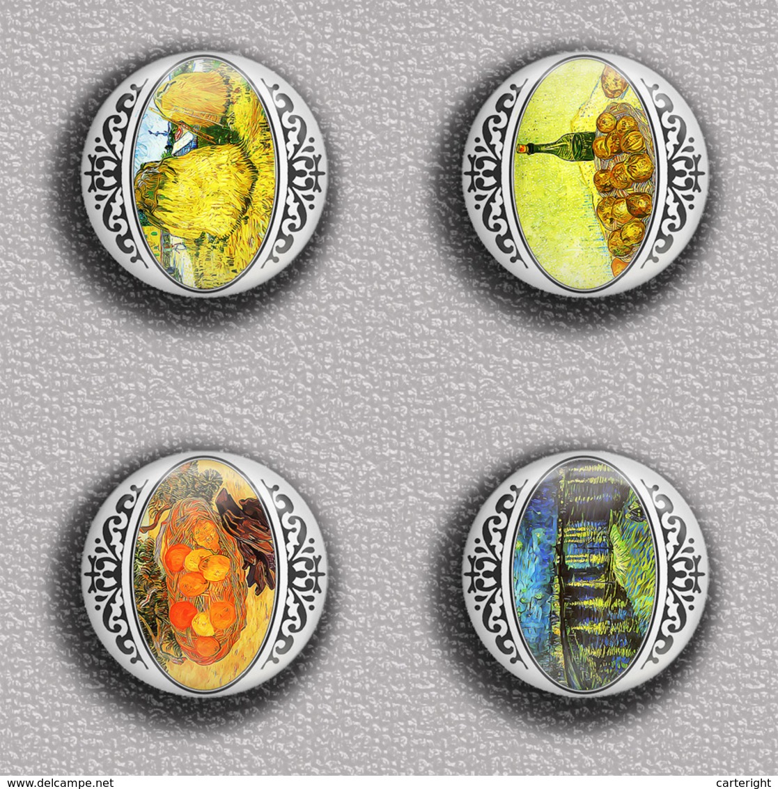 Vincent Van Gogh Painting Fan ART BADGE BUTTON PIN SET 1 (1inch/25mm Diameter) 35 DIFF - Otros & Sin Clasificación