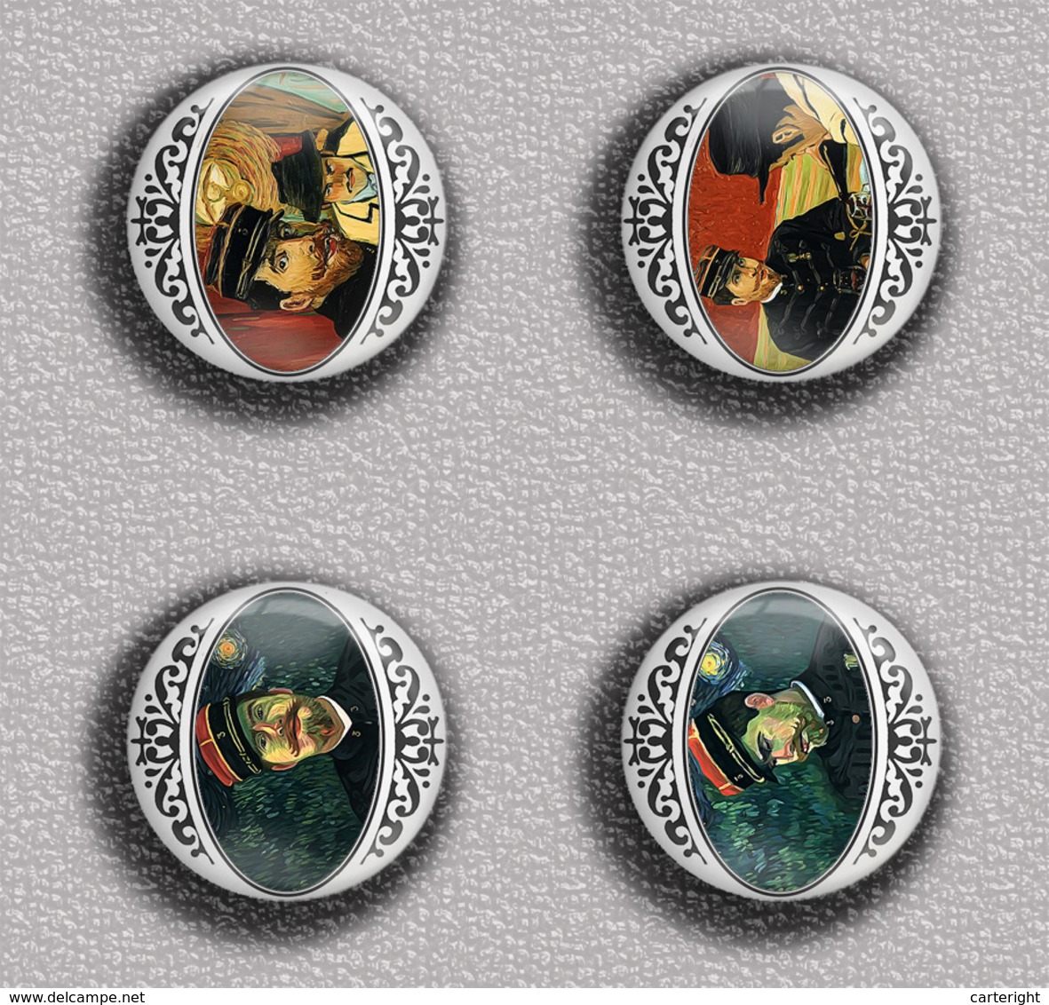 Vincent Van Gogh Painting Fan ART BADGE BUTTON PIN SET 4 (1inch/25mm Diameter) 35 DIFF - Otros & Sin Clasificación