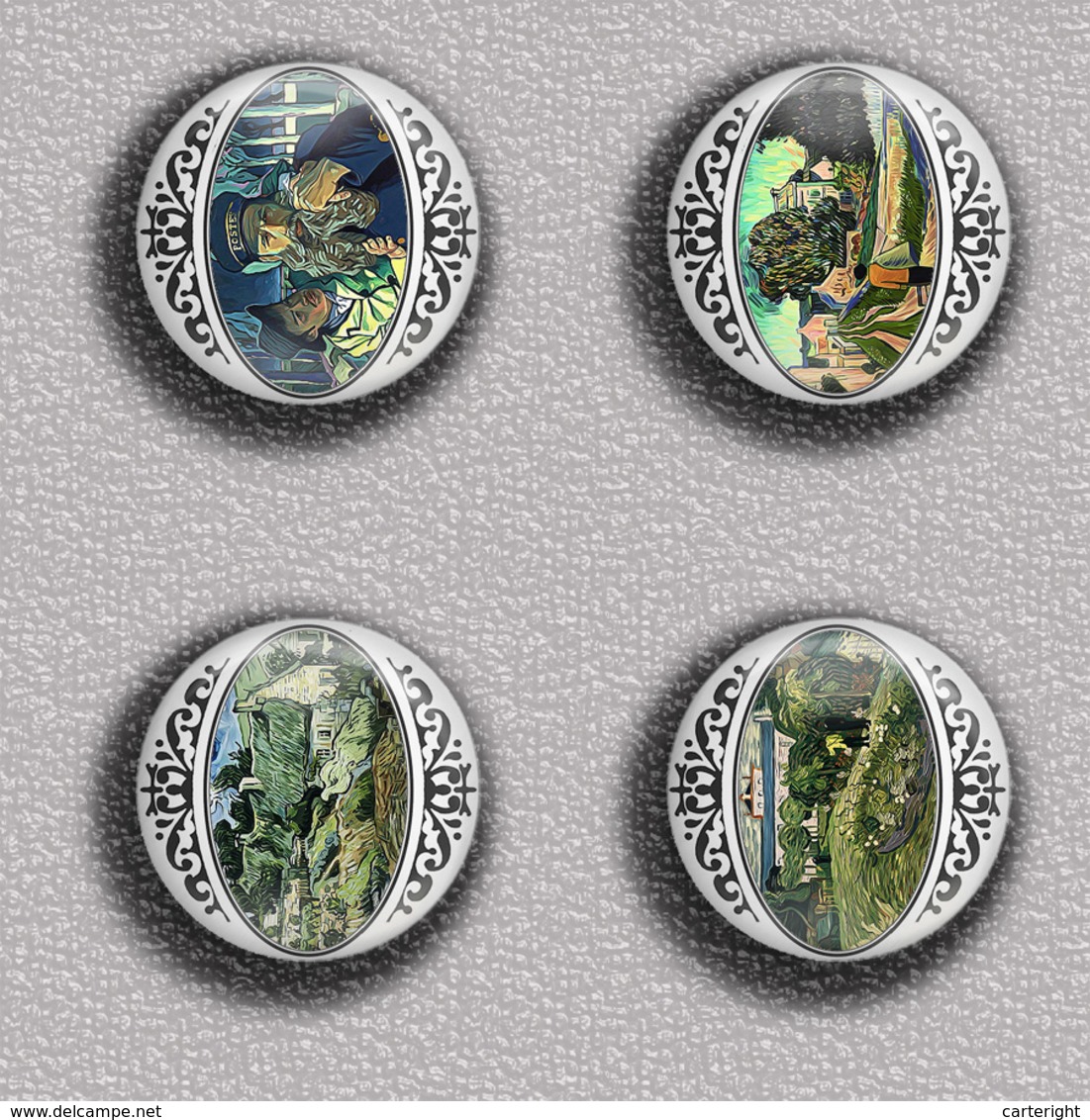 Vincent Van Gogh Painting Fan ART BADGE BUTTON PIN SET 5 (1inch/25mm Diameter) 35 DIFF - Otros & Sin Clasificación