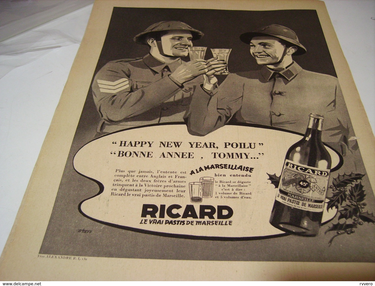 ANCIENNE PUBLICITE RICARD 1940 - 1939-45