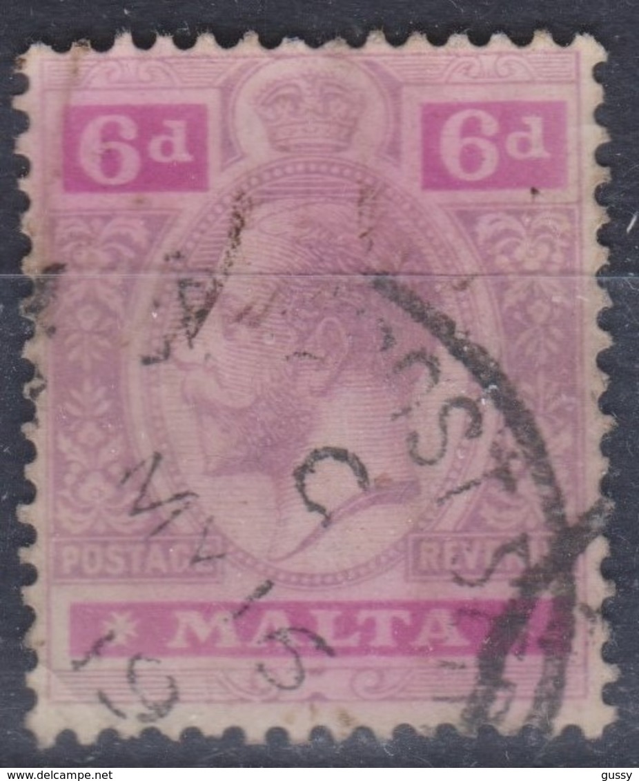 MALTE 1913: Le 6 P. Violet-brun Et Lilas-rose (Y&T 49), Oblitéré - Malta