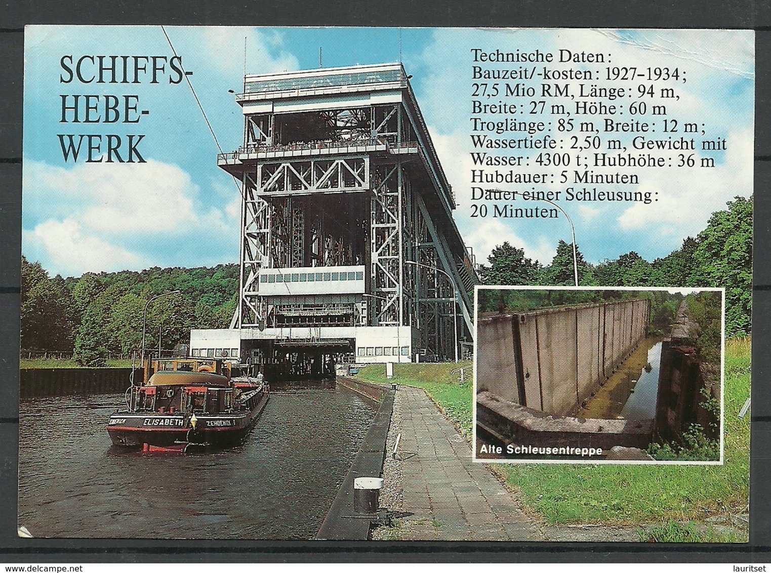 Deutschland NIEDERFINOW Kr Eberswalde Schiffshebewerk Boat Lift (gesendet 1995, Mit Briefmarke) - Sonstige & Ohne Zuordnung