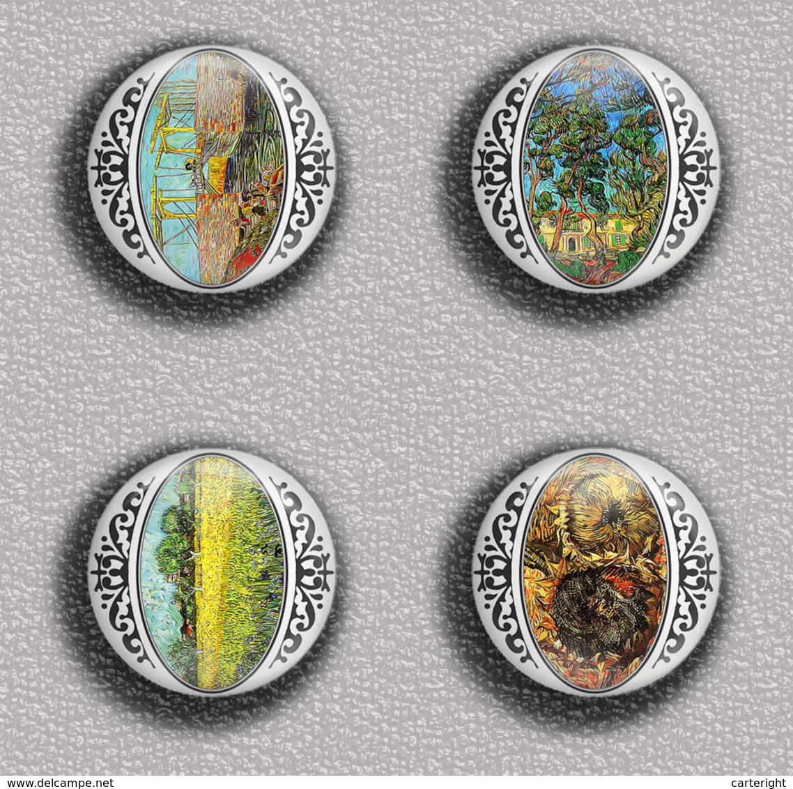 Vincent Van Gogh Painting Fan ART BADGE BUTTON PIN SET 6 (1inch/25mm Diameter) 35 DIFF - Otros & Sin Clasificación