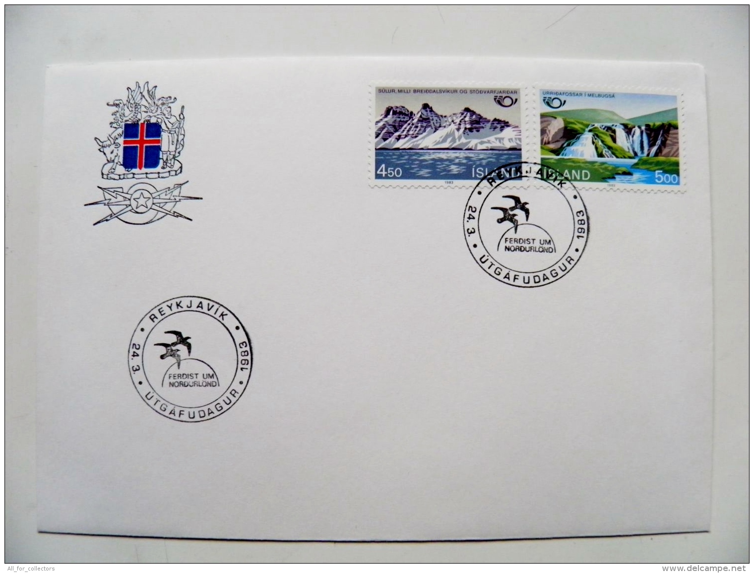 Cover From Iceland 1983  Reykjavik Mountains Waterfall Fdc - Storia Postale