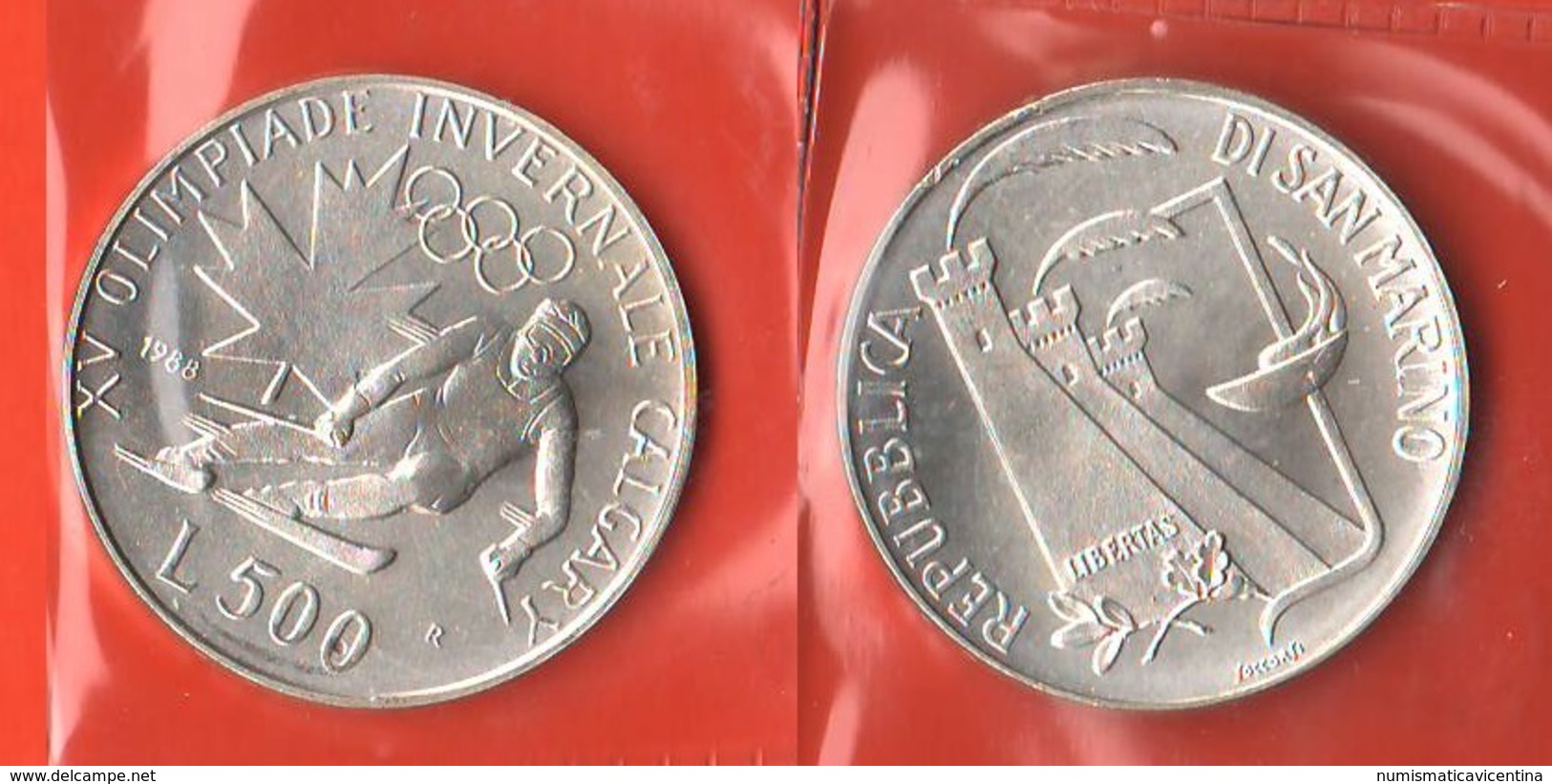 San Marino 500 Lire 1988 Olimpiadi Calgary Sci Ski - Saint-Marin