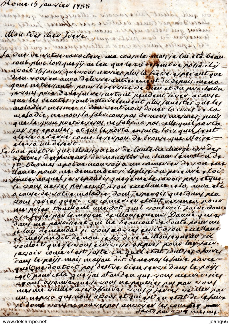 Bureau Français "ROME",L.A.C. Du 15/1/1788 Pour PERPIGNAN. - 1701-1800: Vorläufer XVIII
